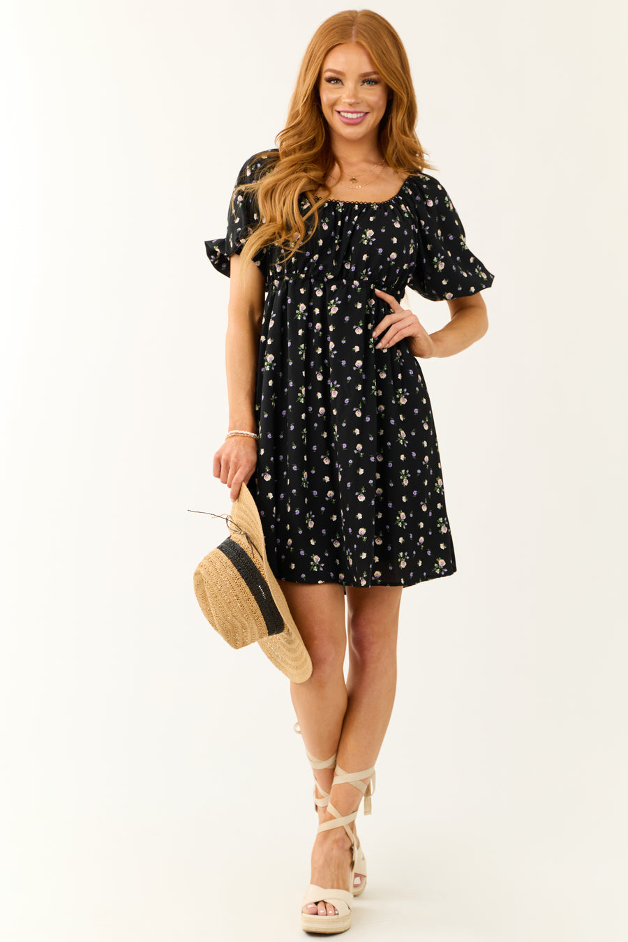 Black Floral Print Back Cut Out Mini Dress Black Floral Print Back Cut Out Mini Dress