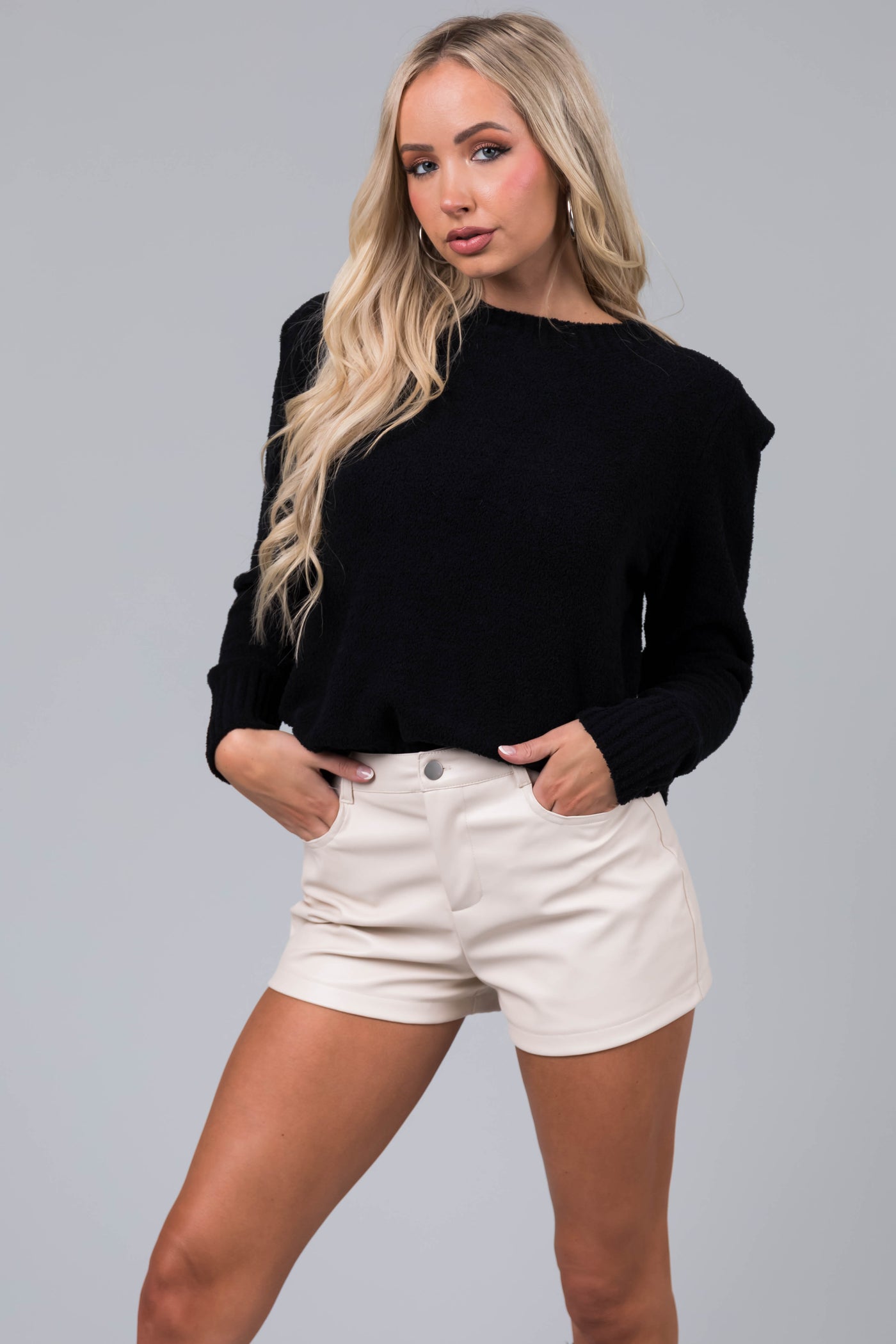 Black Super Soft Defined Shoulder Sweater