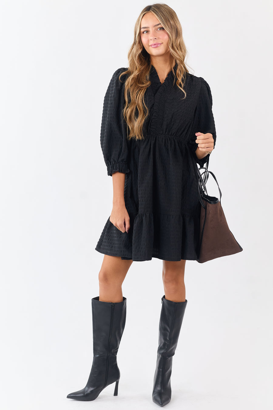 black bubble dress with sleeves Horoscope Bubble Hem Mini Dress Black