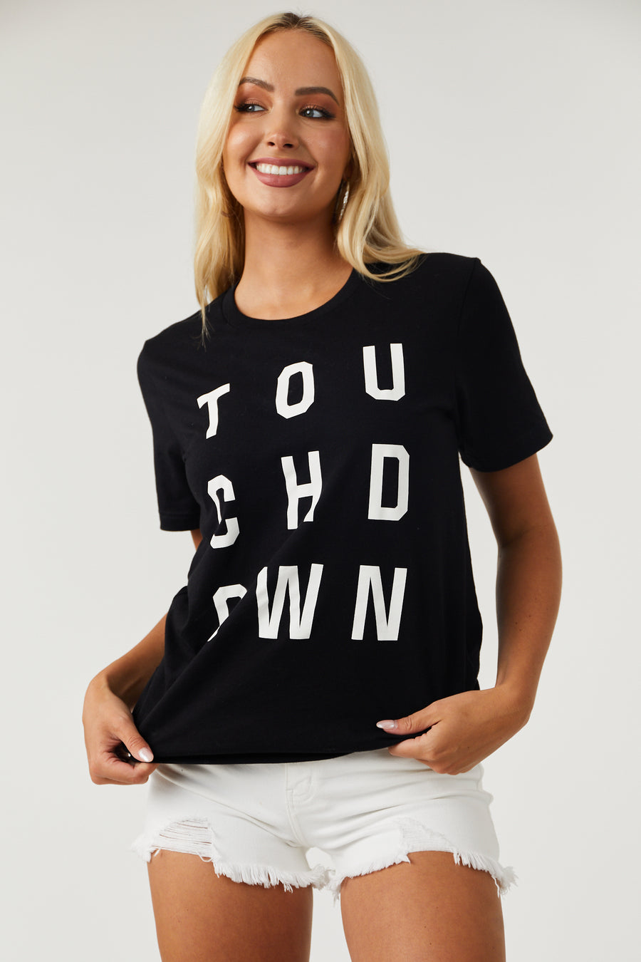 Black 'Touchdown' Short Sleeved Graphic Tee