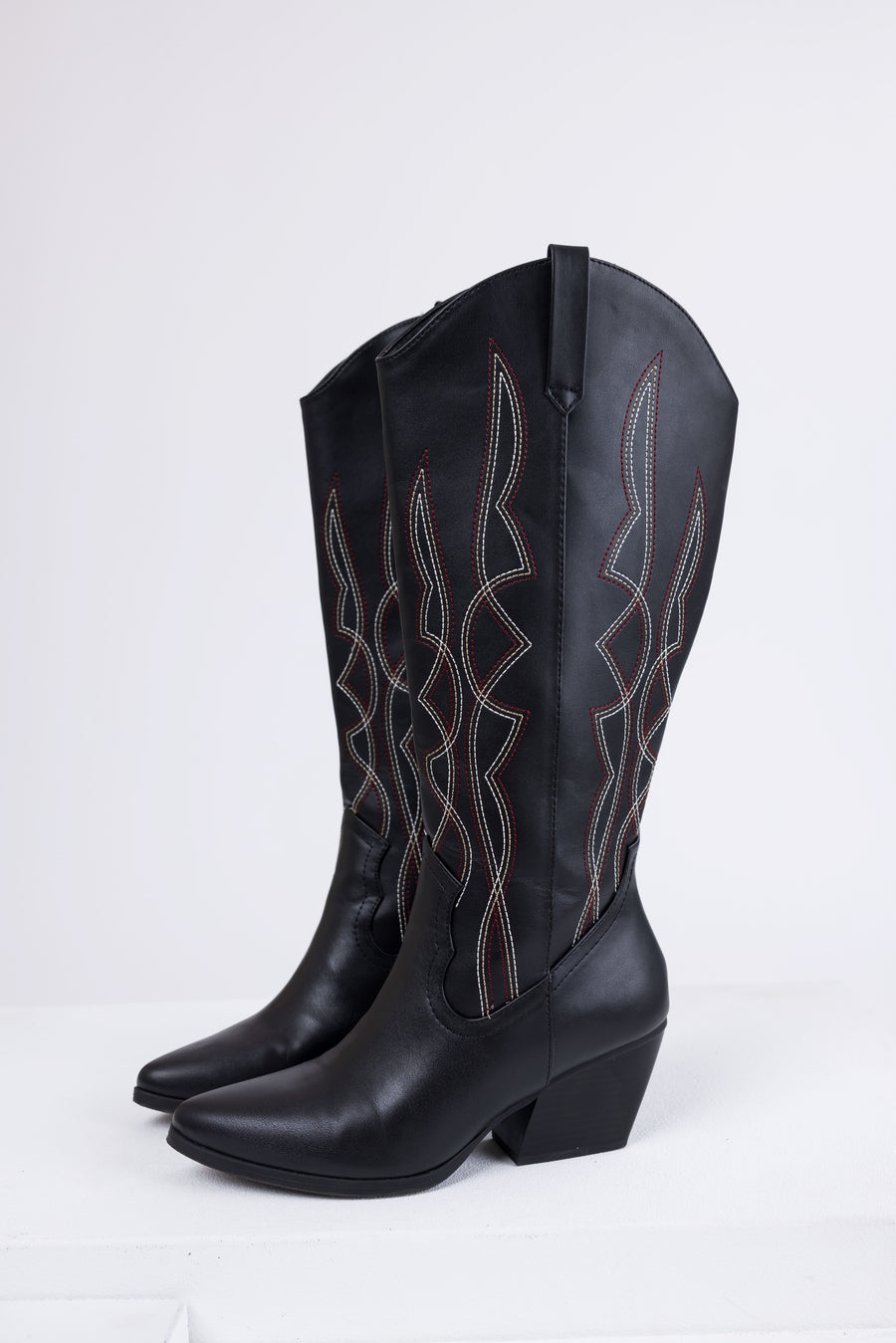 Black Western Style Knee High Boots | Lime Lush Boutique
