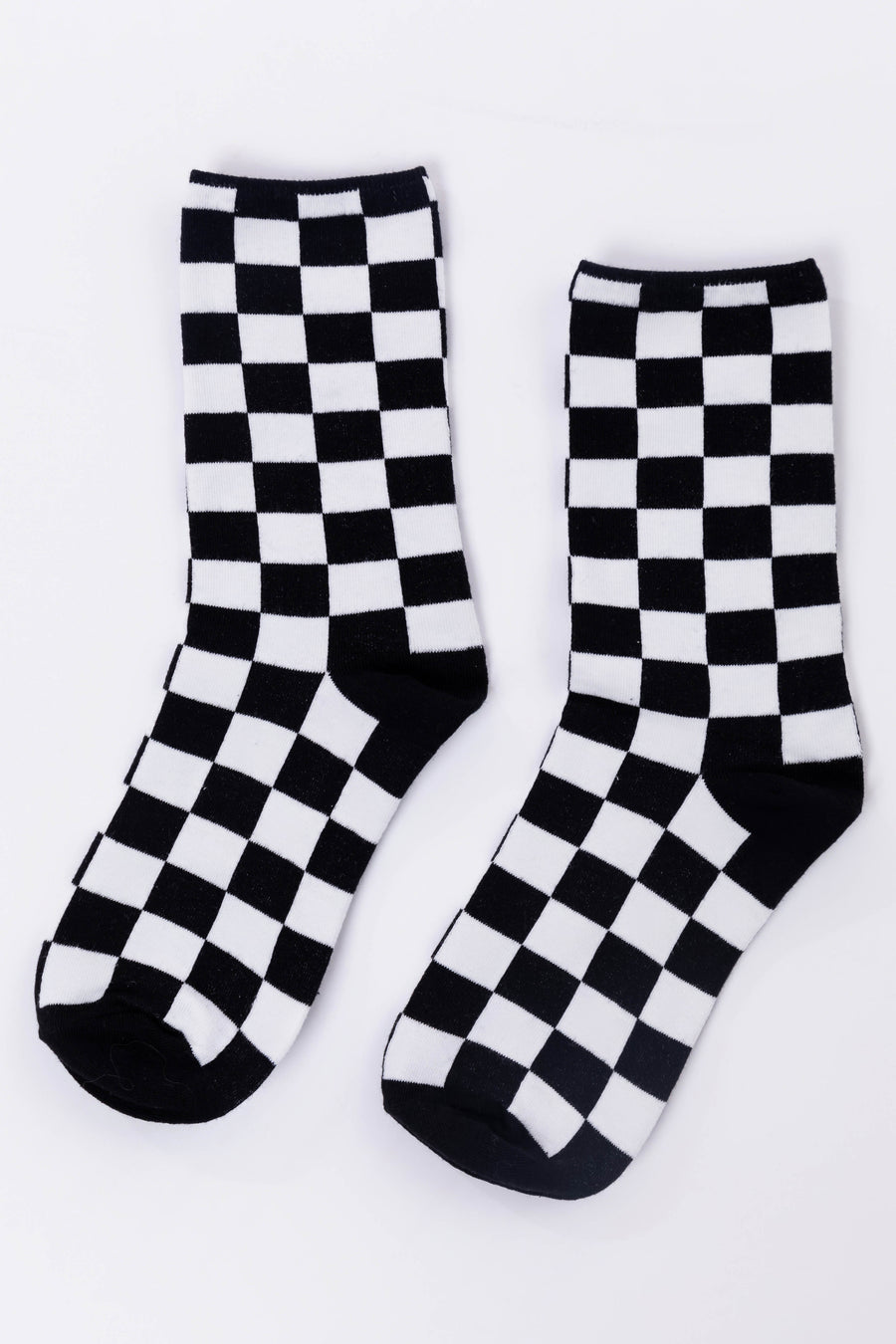 Black and White Checkered Crew Socks