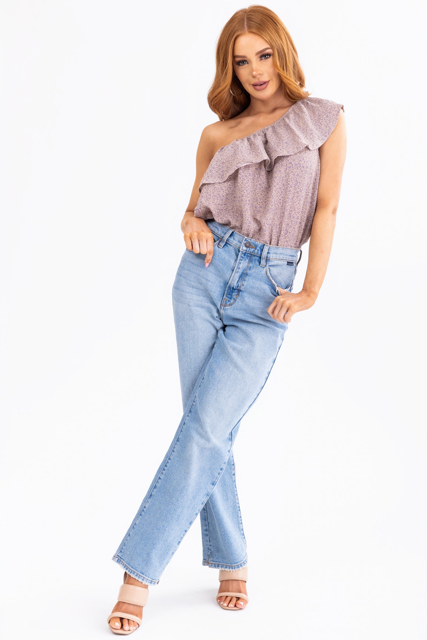 Cello Super High Rise Dad Jeans with Mini Slit