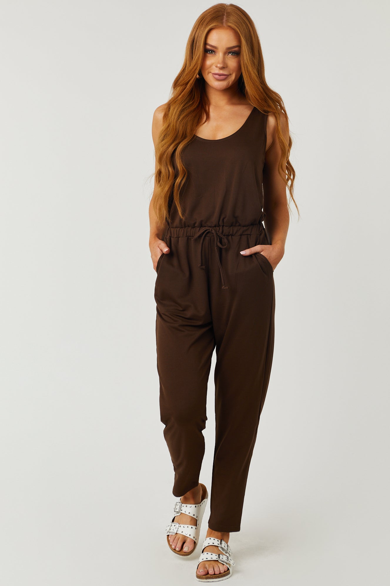 Cocoa Sleeveless Scoop Neck Knit Jumpsuit Lime Lush
