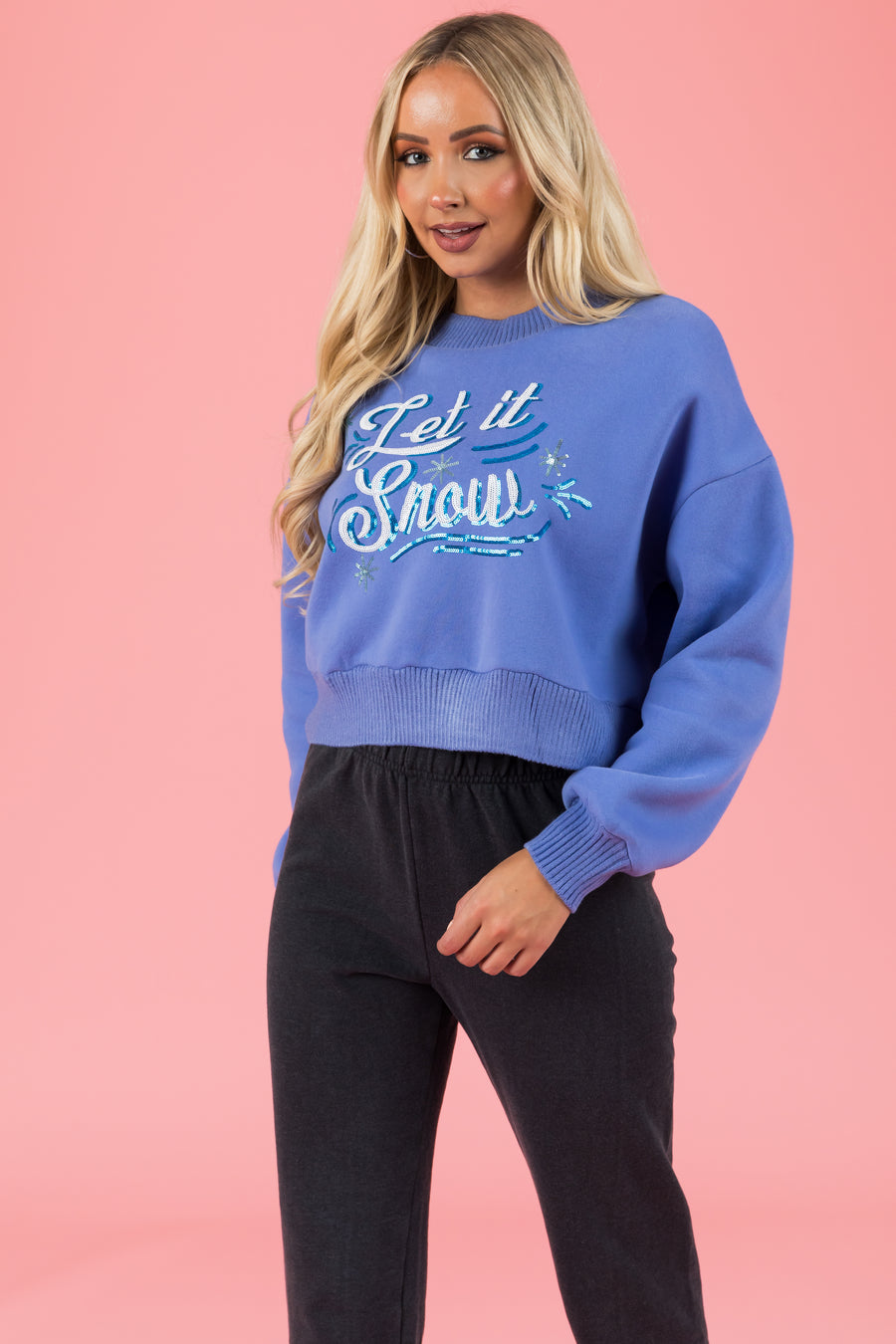 Cornflower 'Let it Snow' Sequin Graphic Sweater