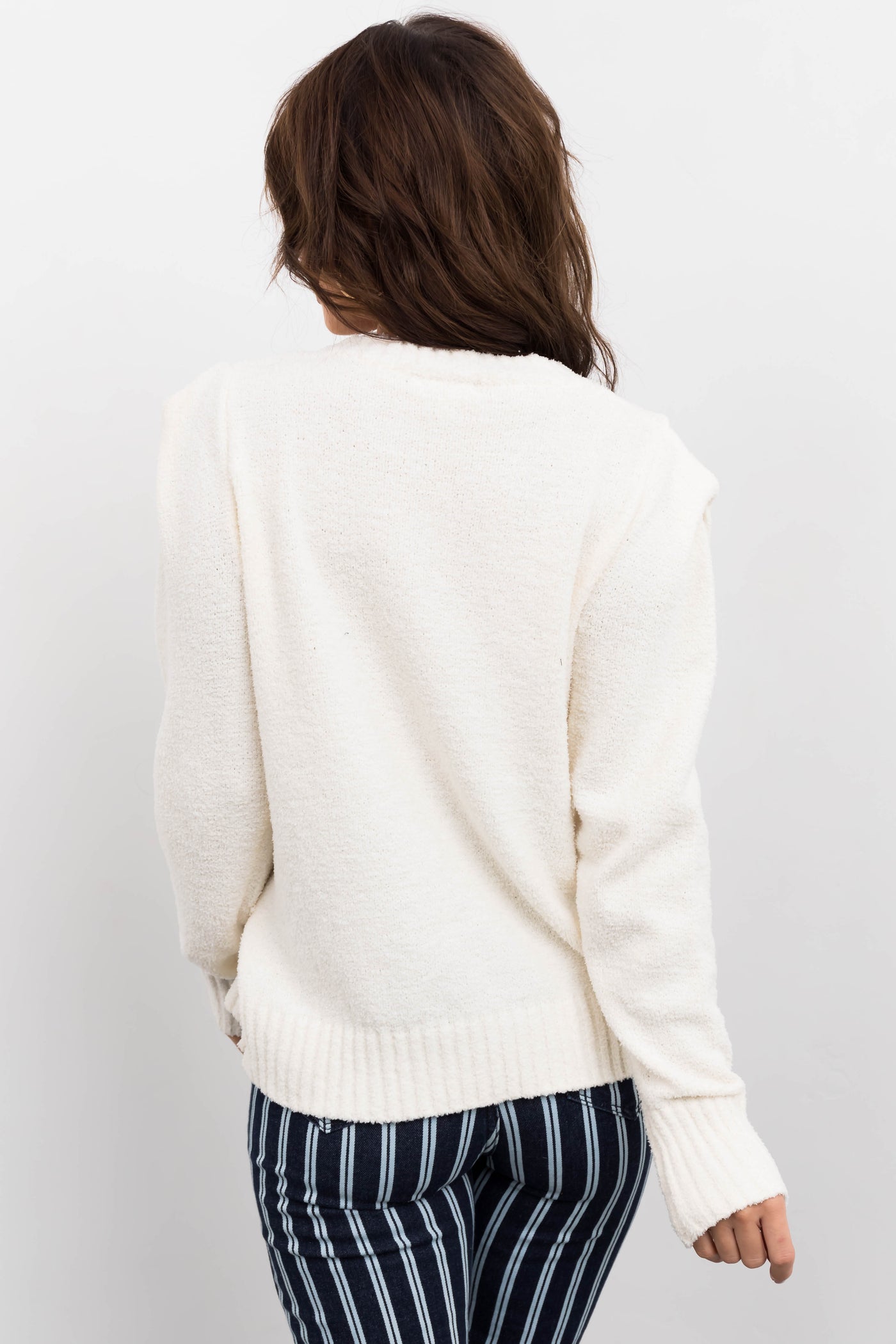 Cream Super Soft Defined Shoulder Sweater