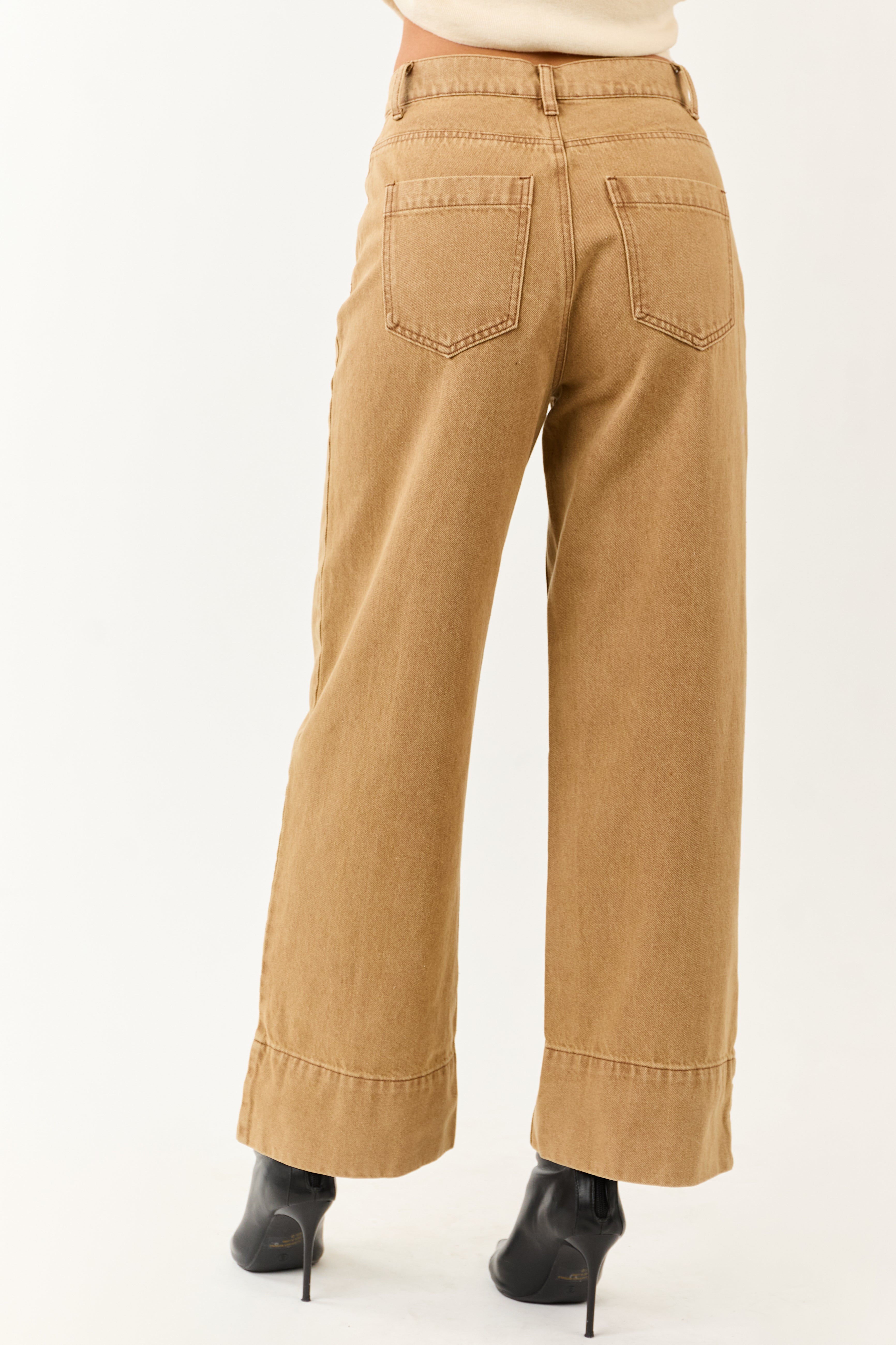 Entro Brown Sugar High Rise Straight Leg Denim Pants