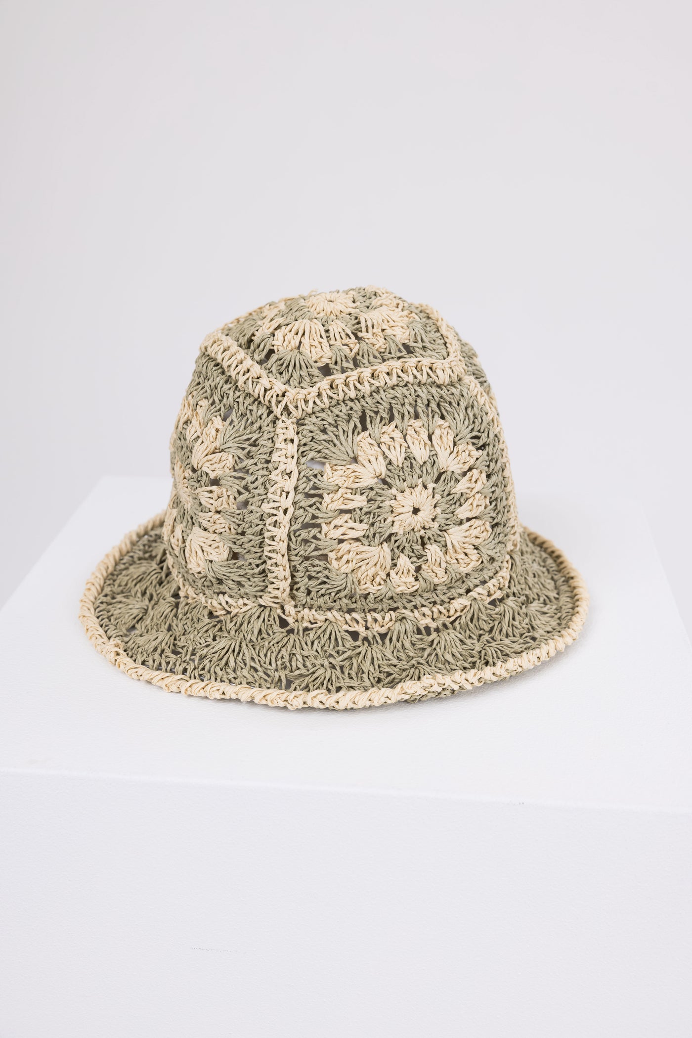 Faded Sage Intricate Straw Bucket Hat