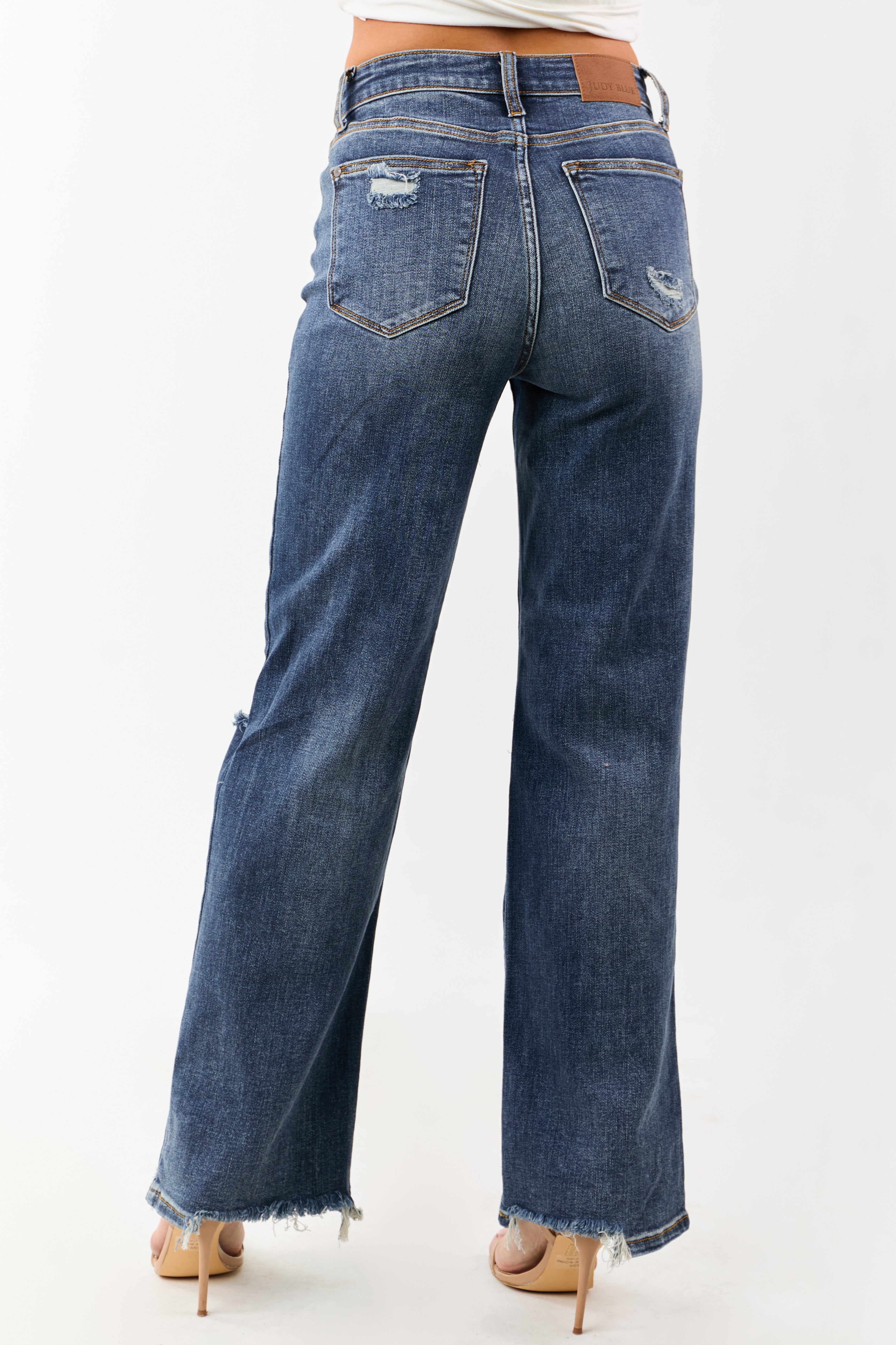 Judy Blue Dark Wash Stretchy Relaxed Straight Jeans