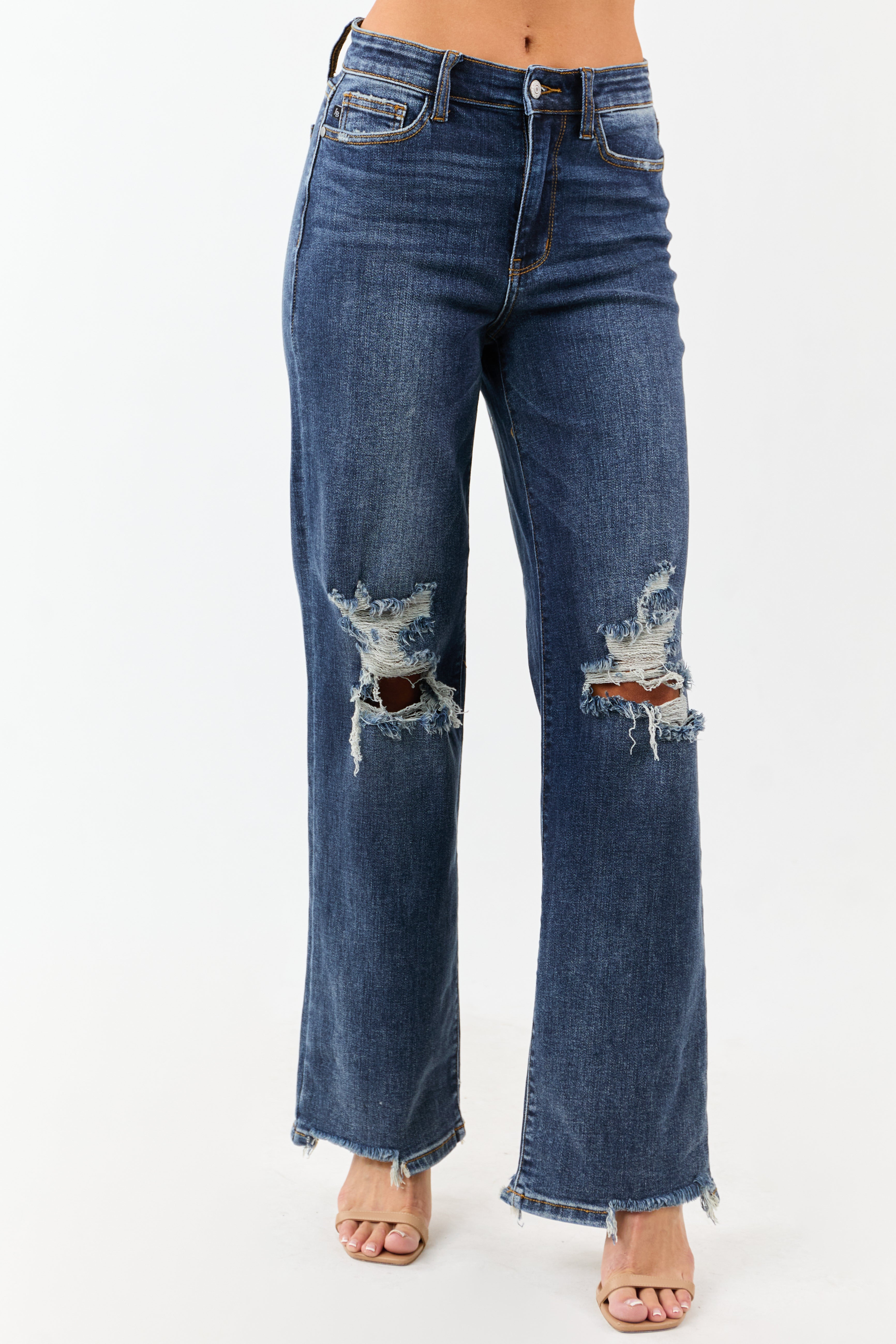 Judy Blue Dark Wash Stretchy Relaxed Straight Jeans