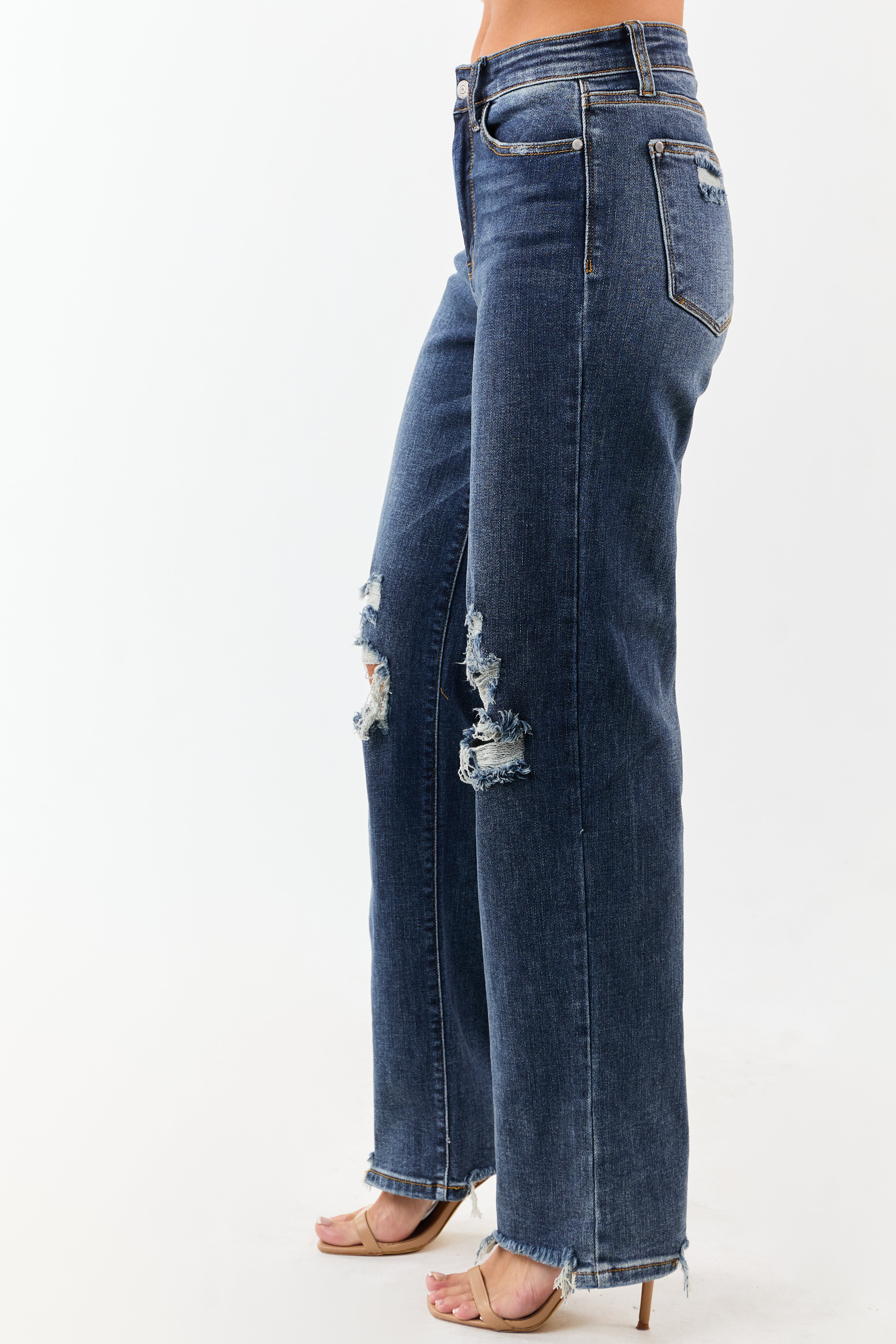 Judy Blue Dark Wash Stretchy Relaxed Straight Jeans