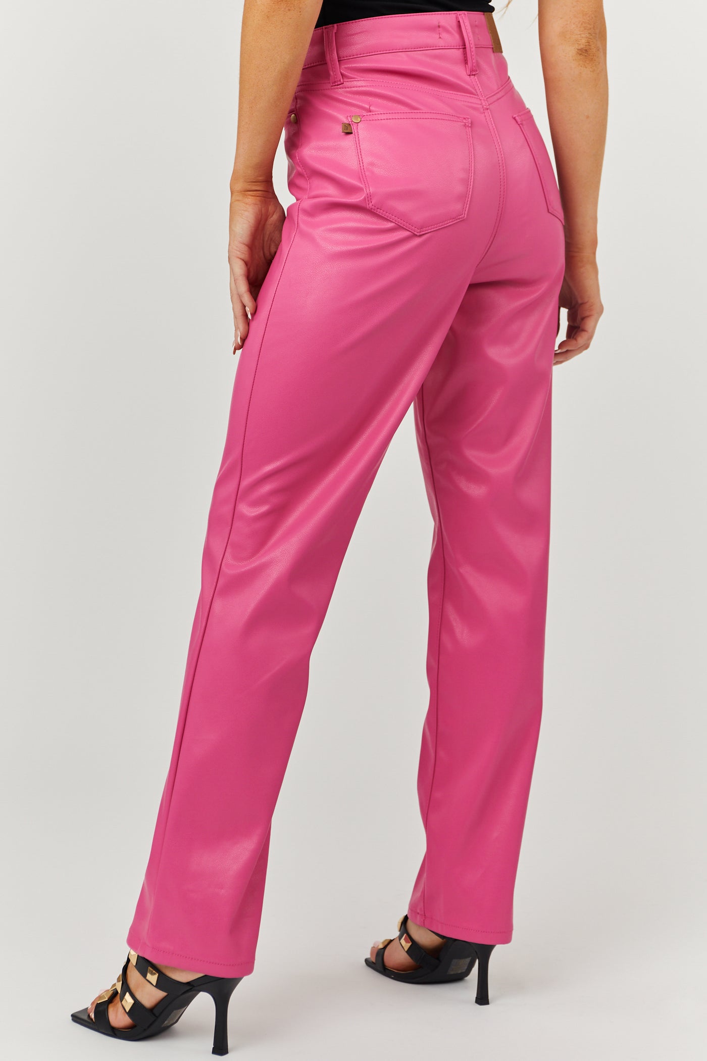 Judy Blue Magenta Faux Leather Straight Pants