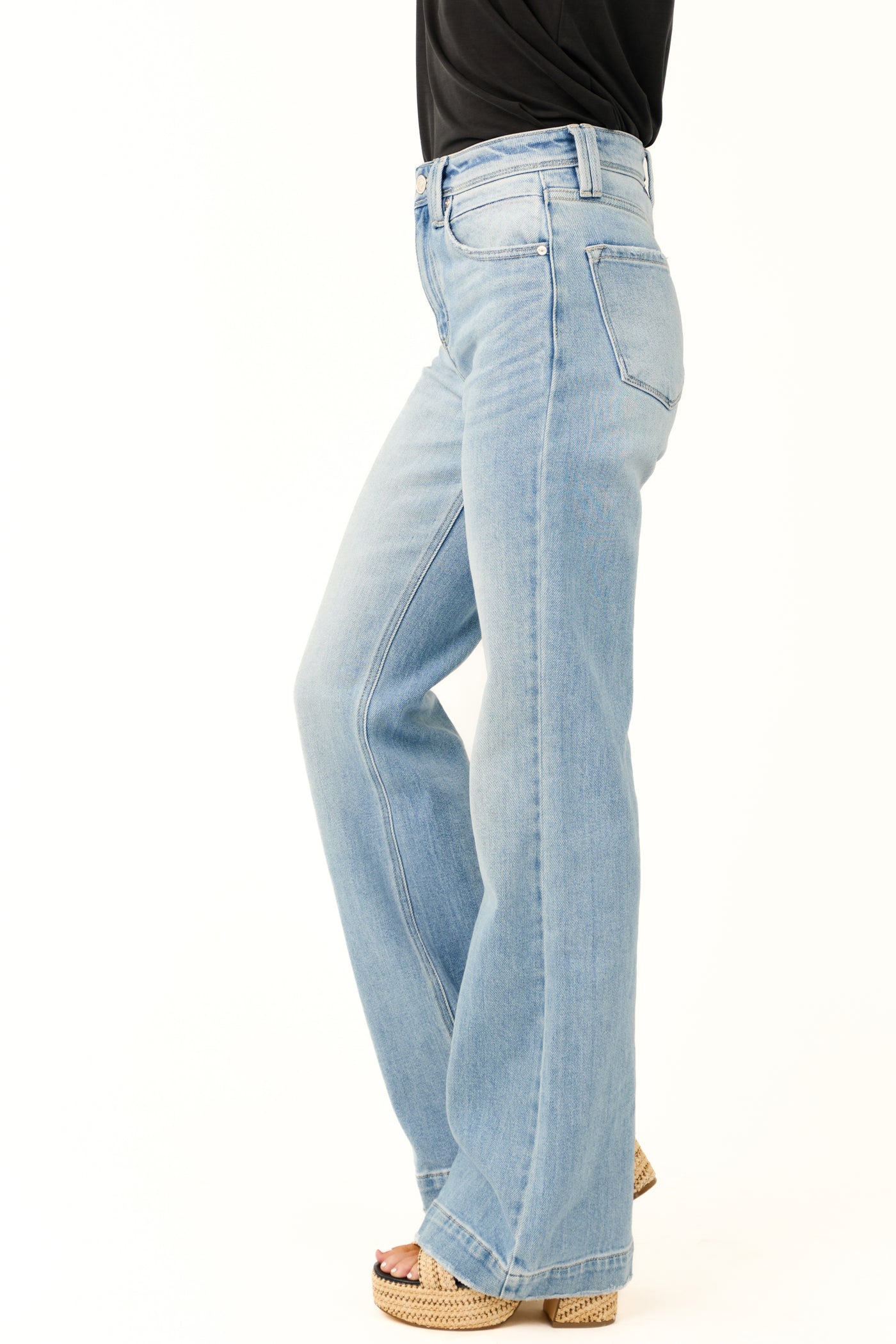 KanCan Light Wash High Rise Wide Relaxed Denim Jeans