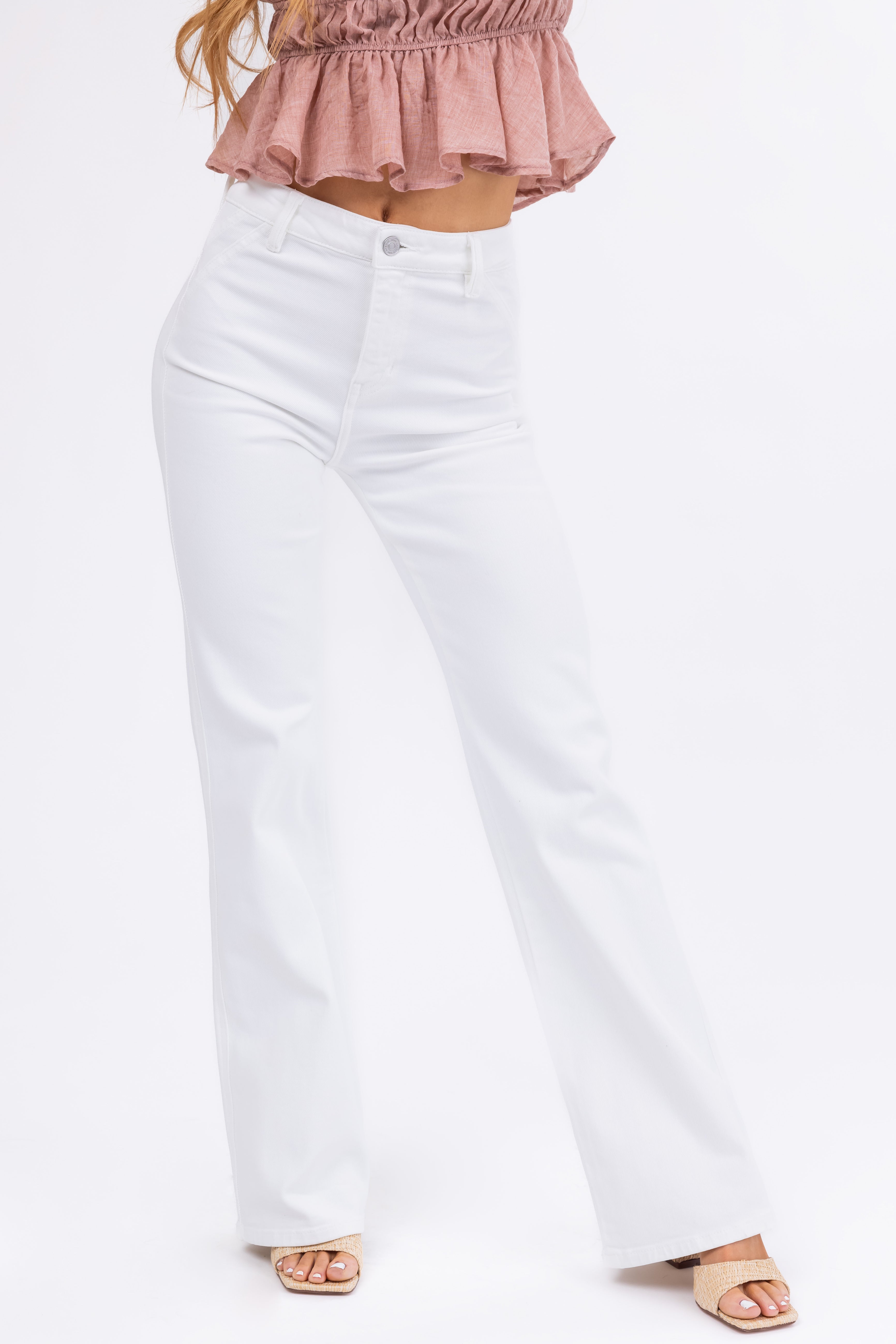 White flare3box分 KanCan Off White Ultra High Rise Flare Jeans | Lime Lush Boutique