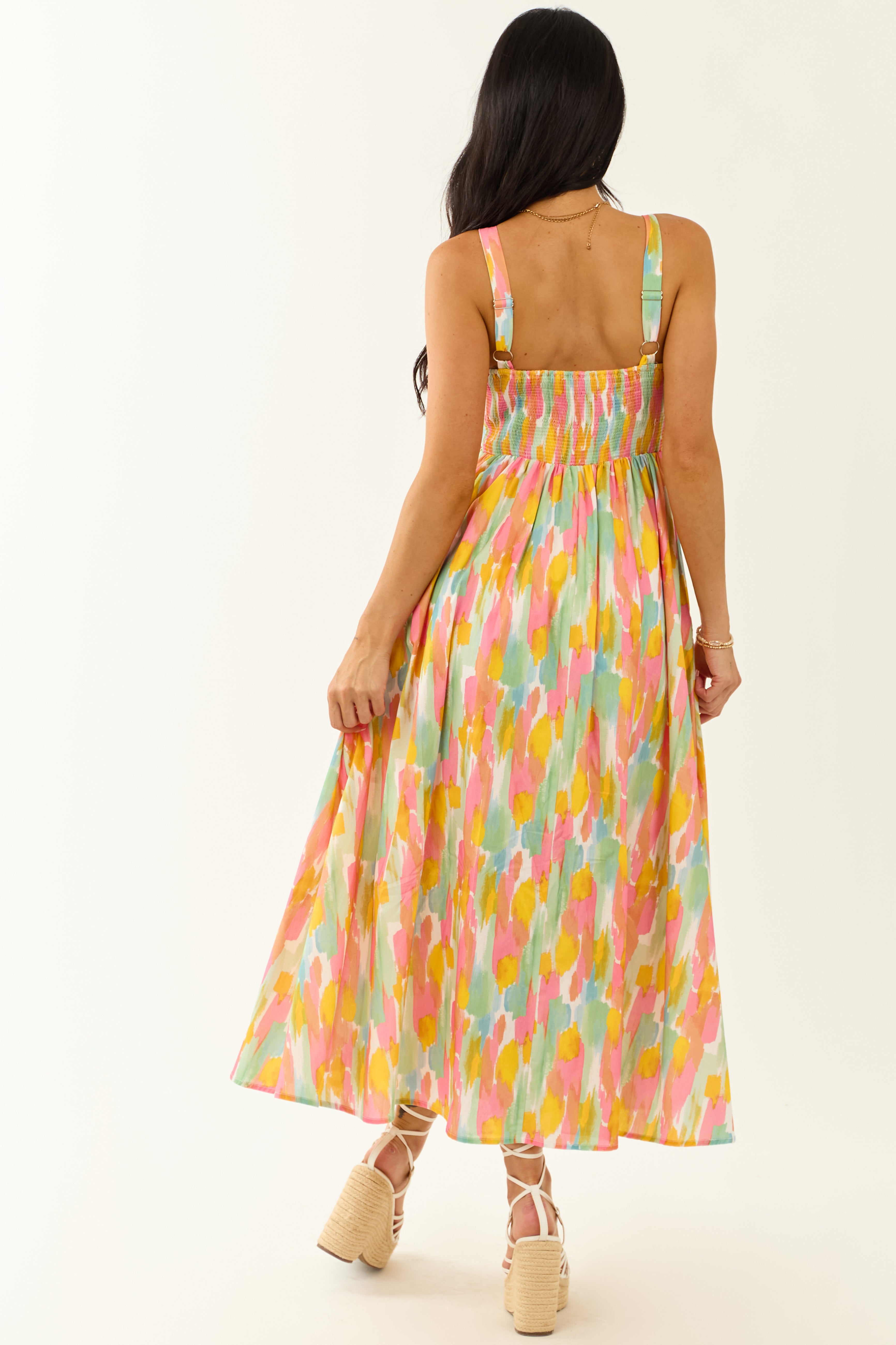 Lovelo Ivory Abstract Print Sleeveless Maxi Dress