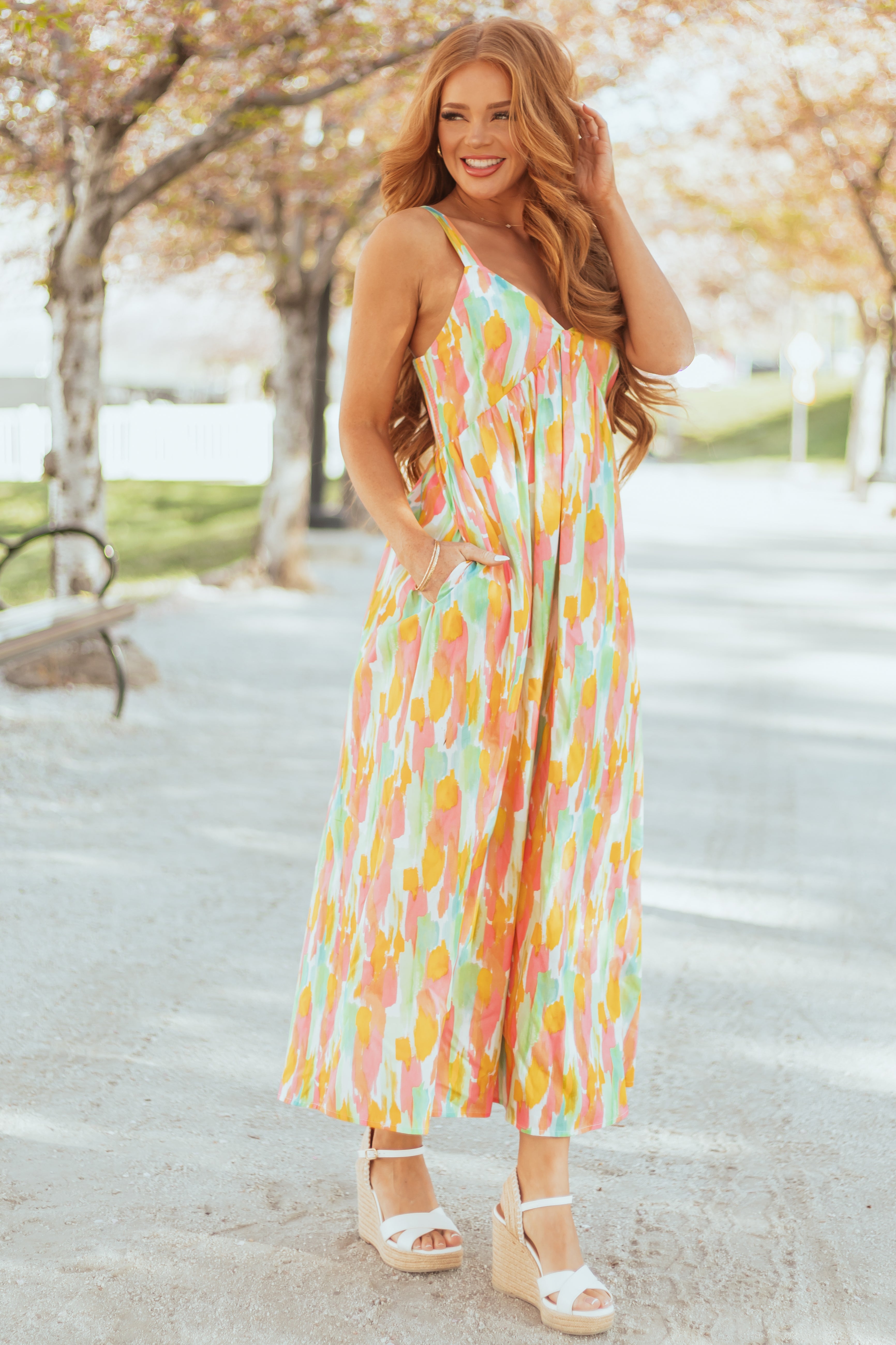 Lovelo Ivory Abstract Print Sleeveless Maxi Dress