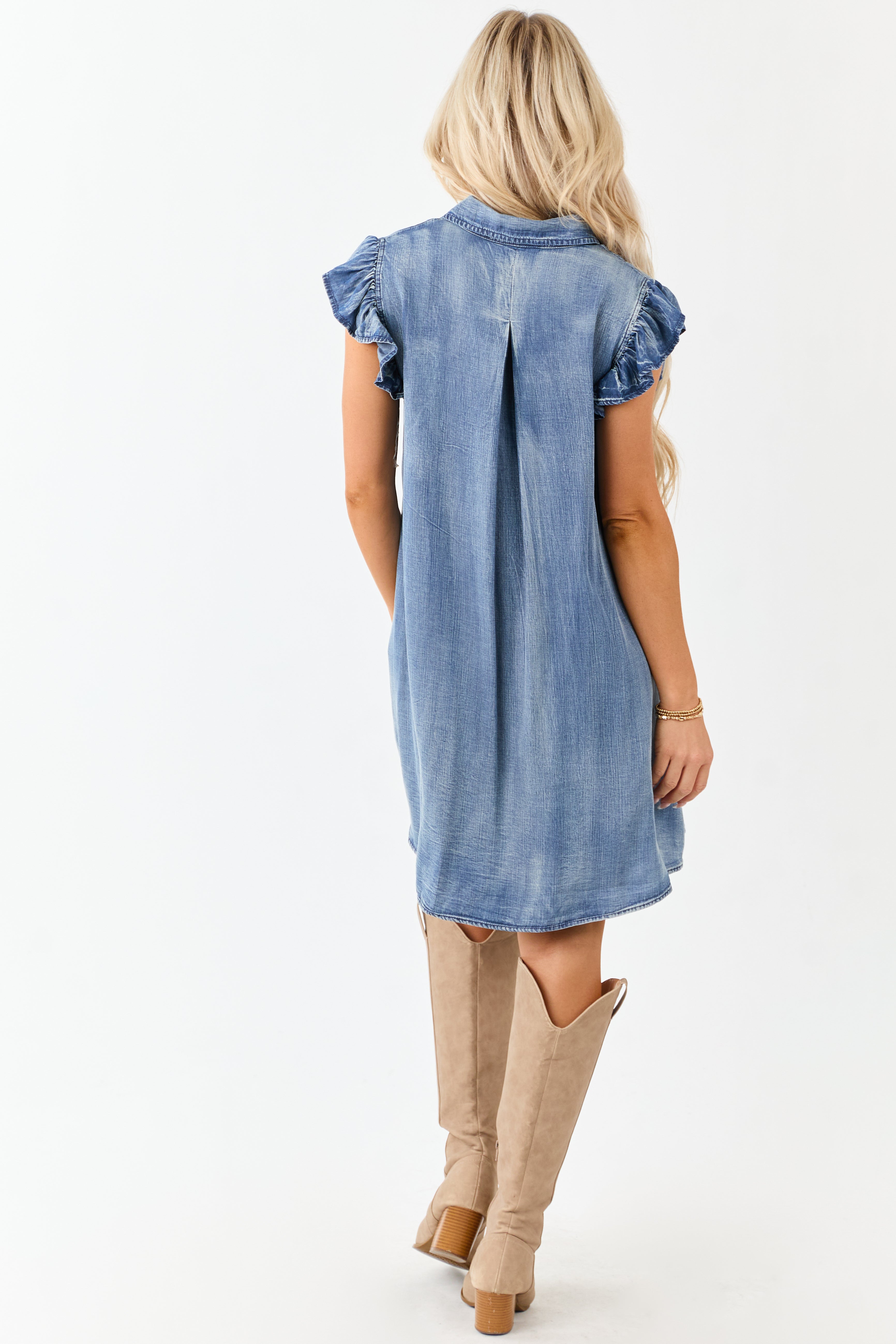 Medium Mineral Wash Chambray Short Shift Dress