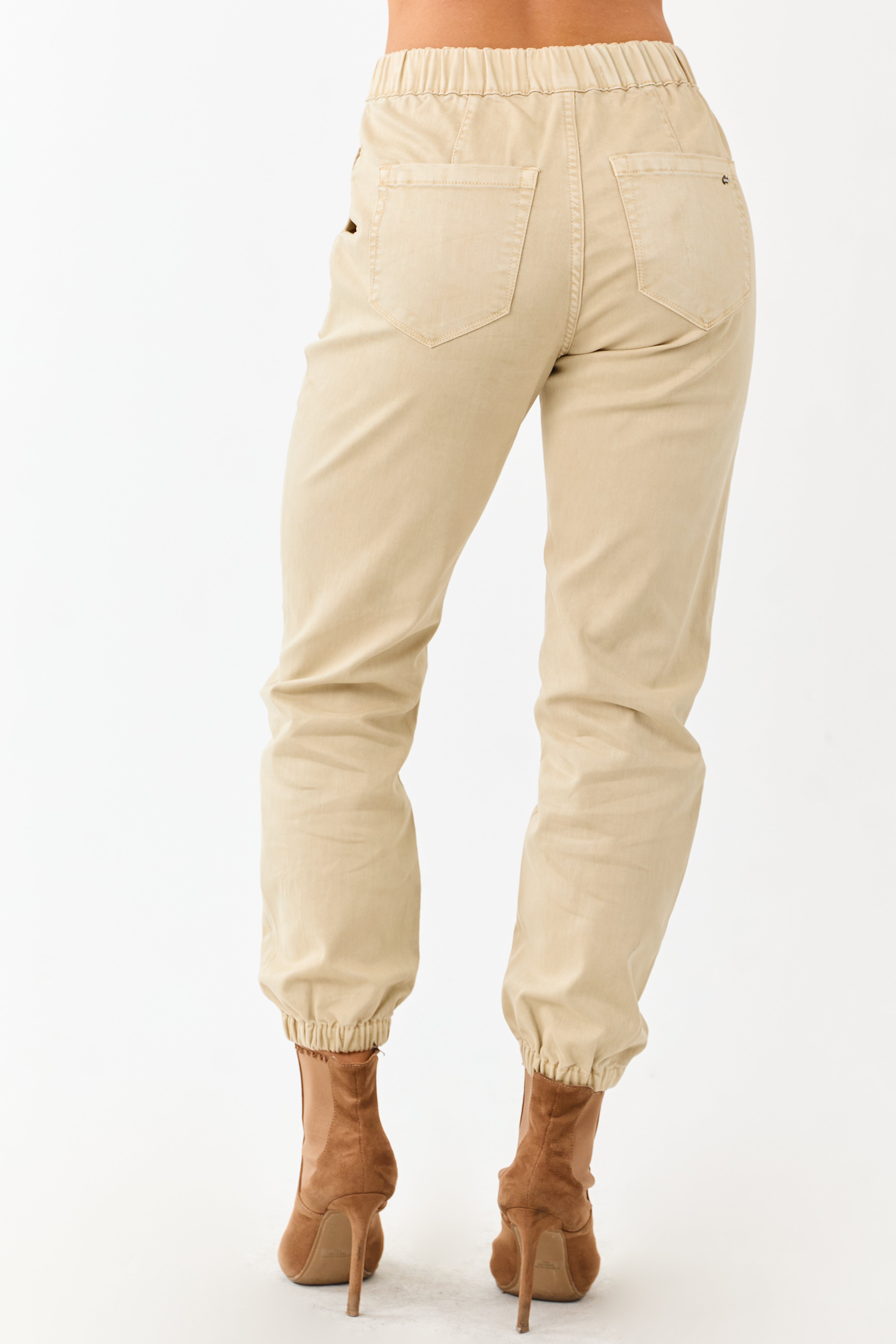 Mica Denim Light Beige Cropped Jogger Jeans
