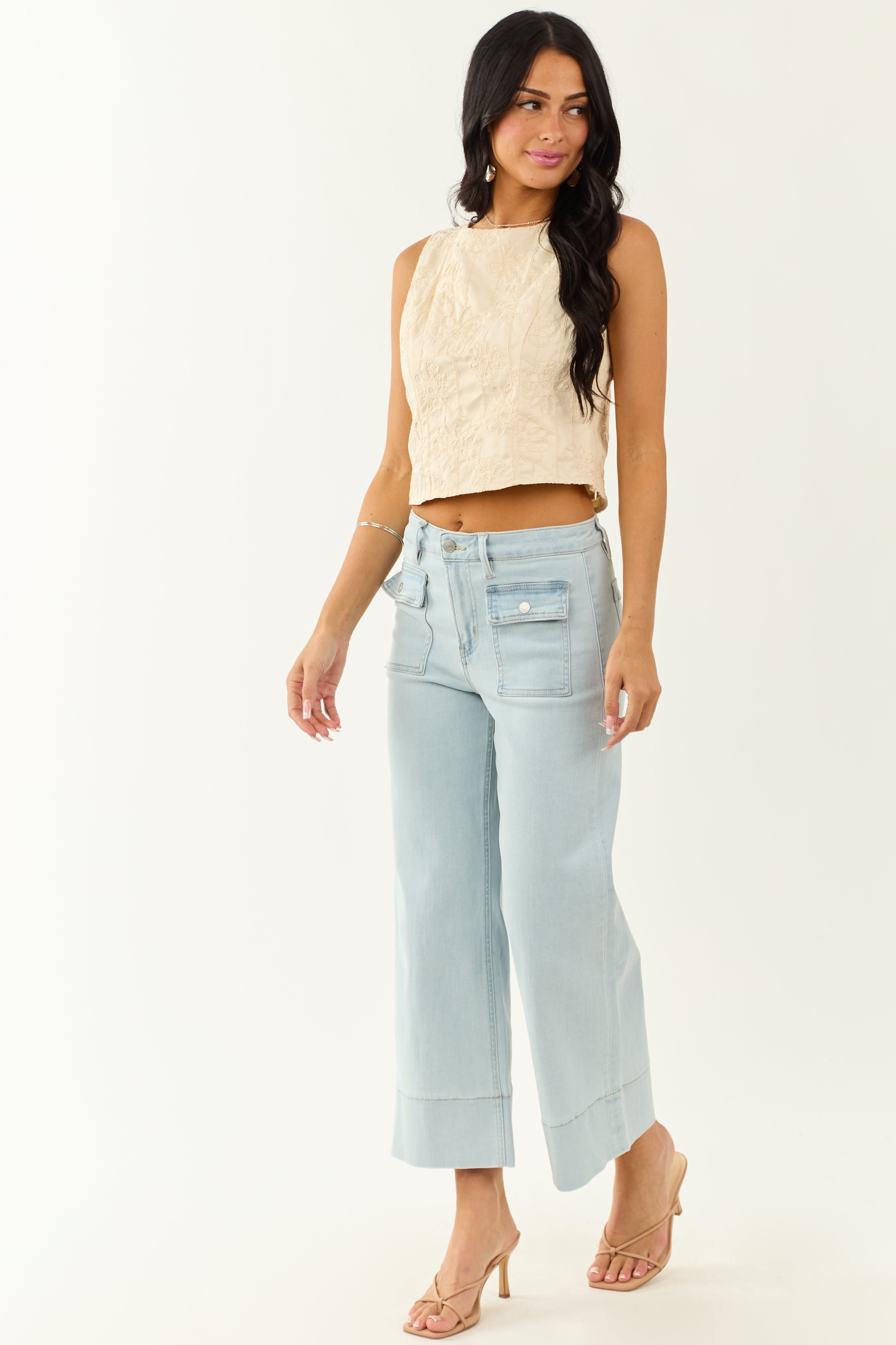 Mica Denim Light Wash Wide Leg Stretchy Jeans
