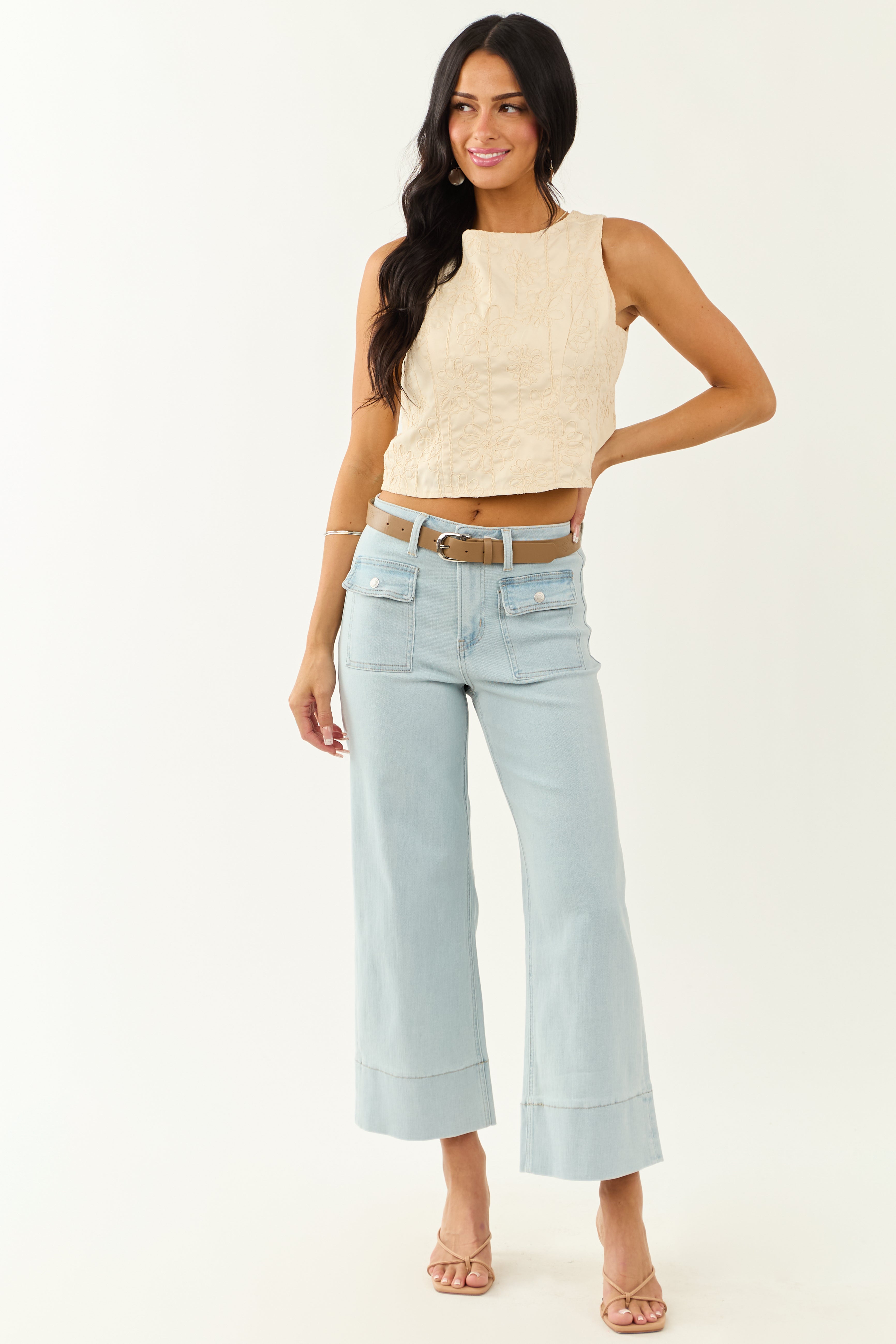 Mica Denim Light Wash Wide Leg Stretchy Jeans
