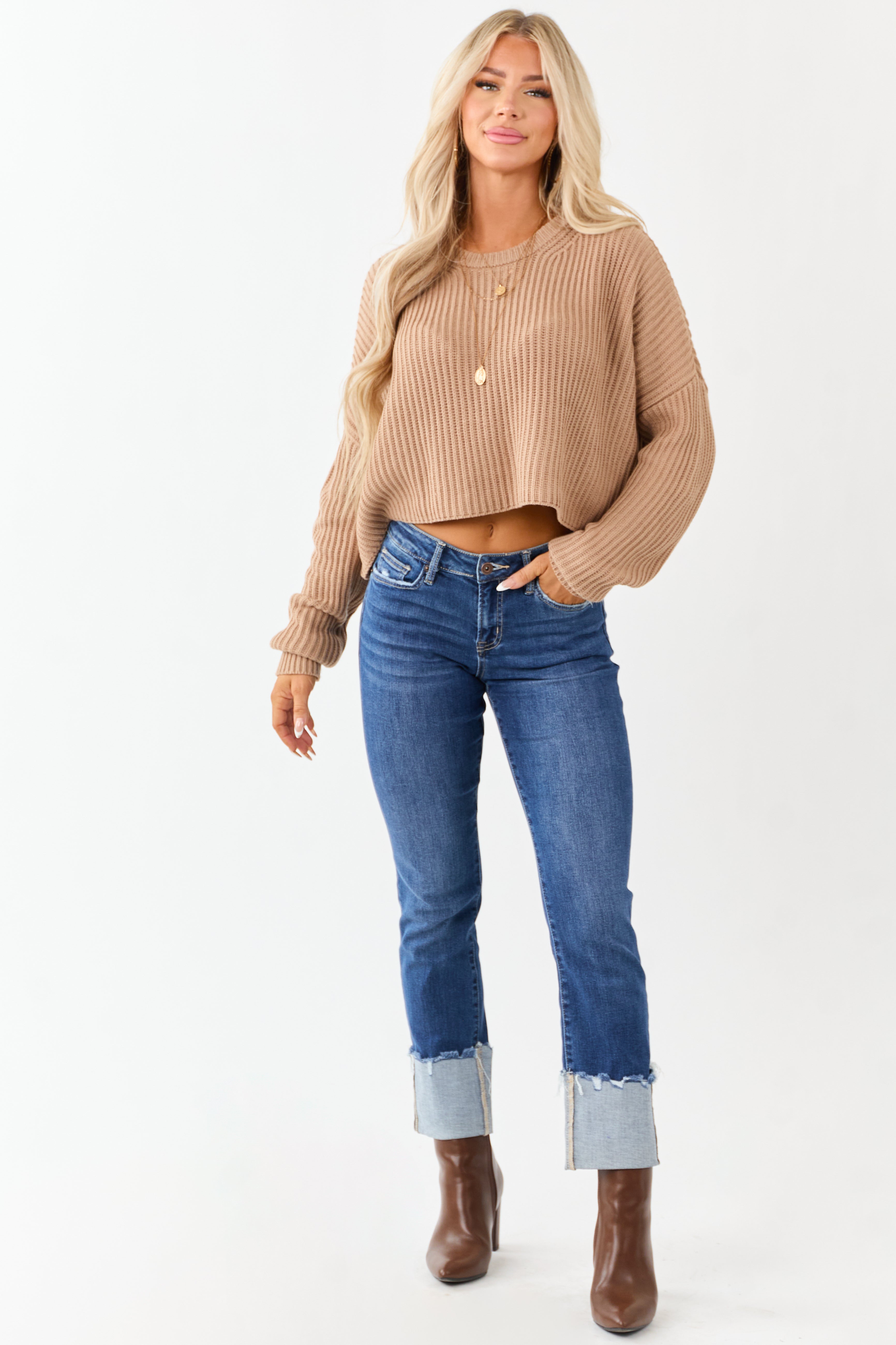 Mica Denim Stretchy Cuffed Slim Straight Jeans