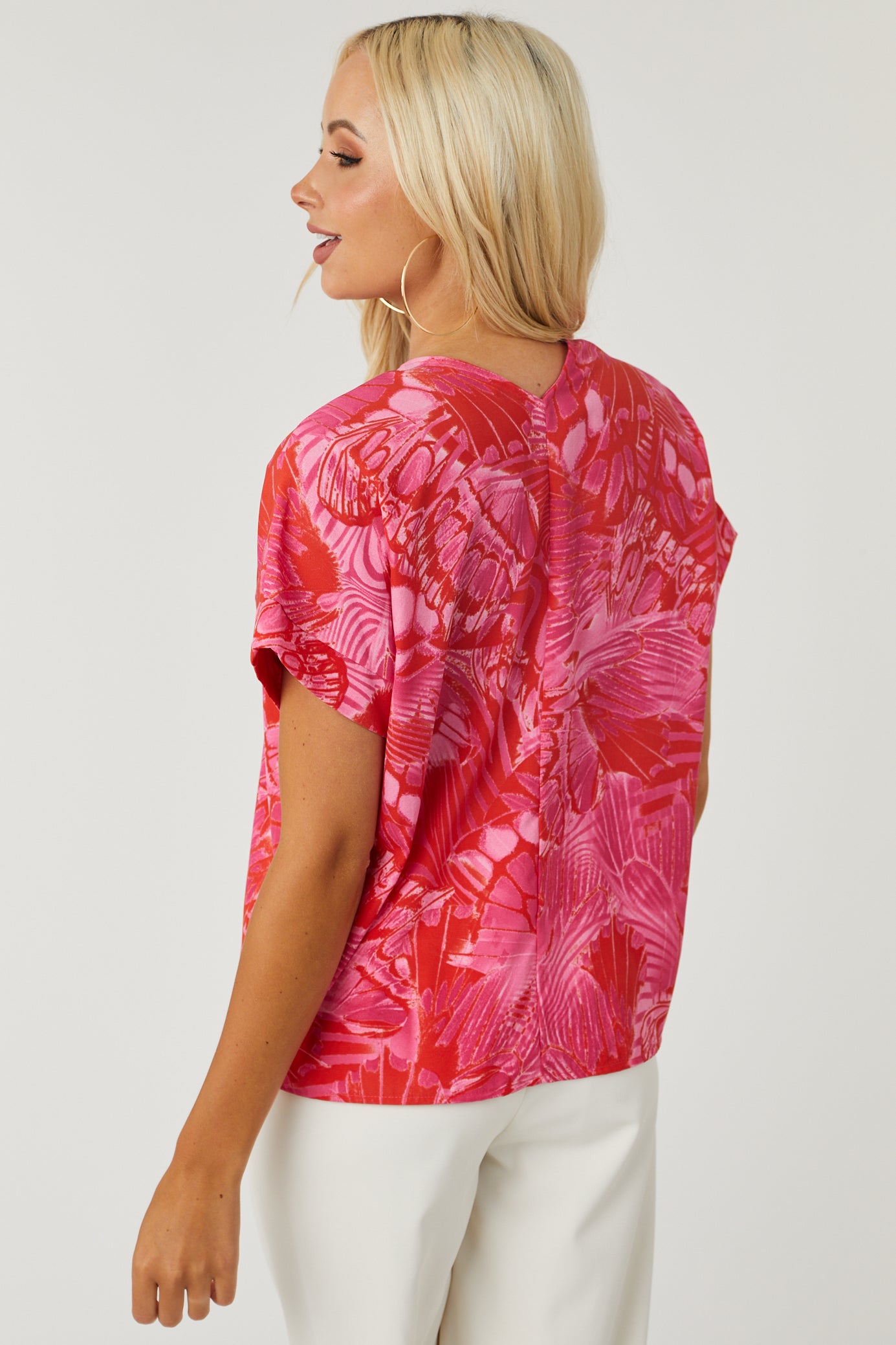 Punch and Scarlet Printed V Neck Blouse