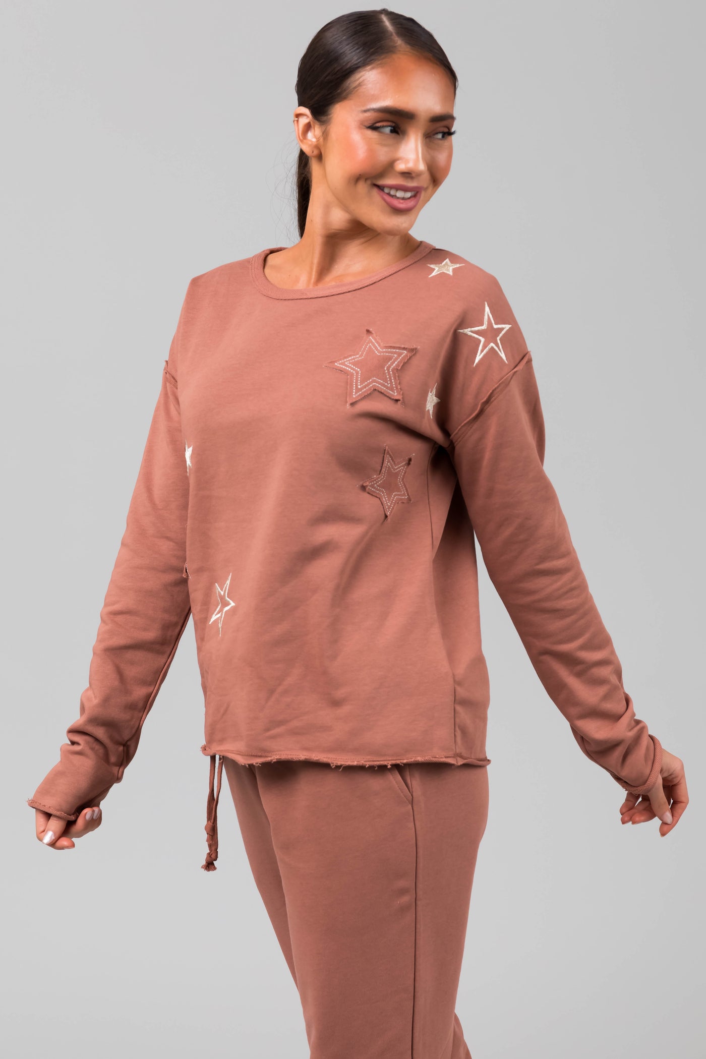Rose Taupe Star Pattern Jogger and Top Set