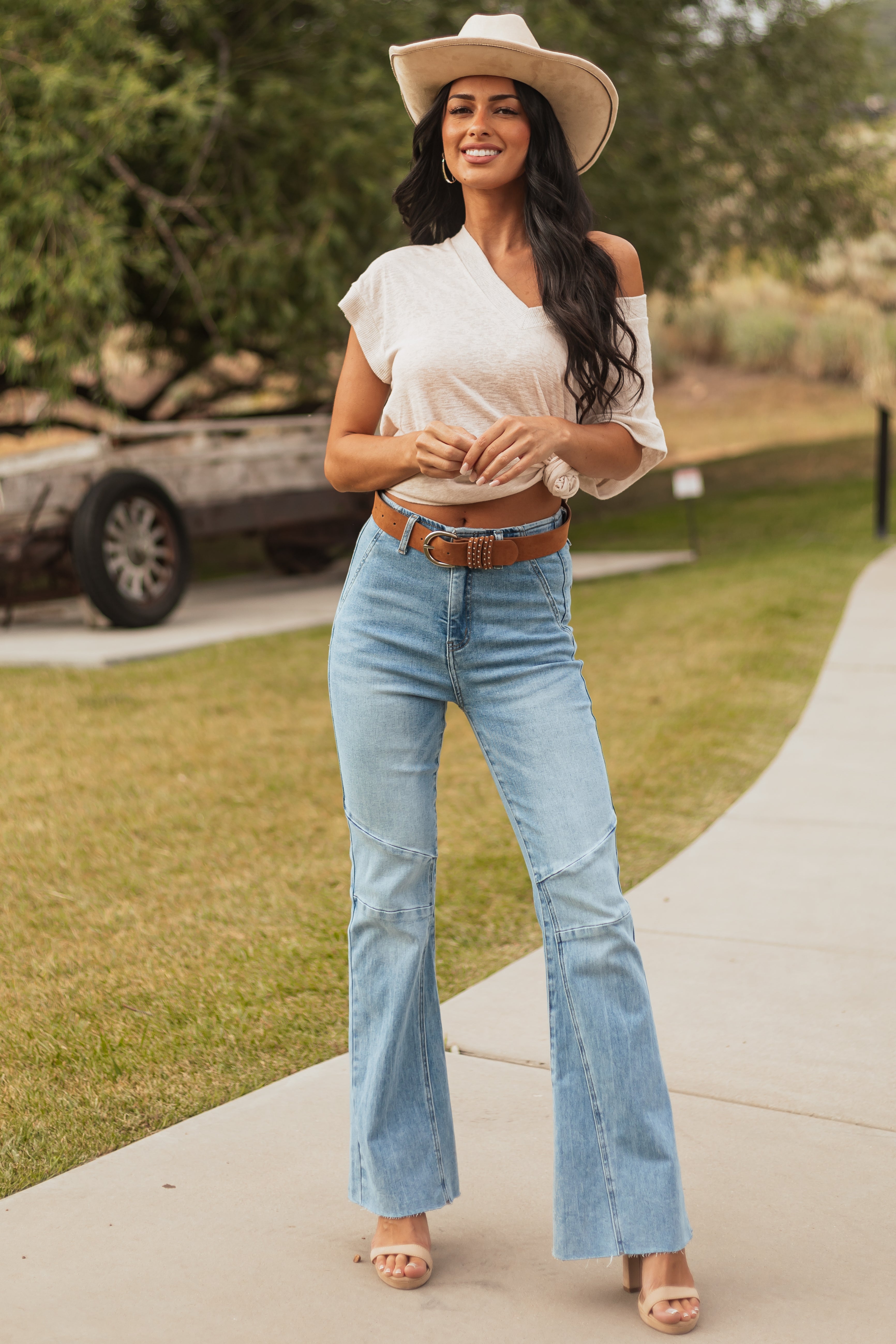 Saige Light Tummy Control Stretchy Flare Jeans