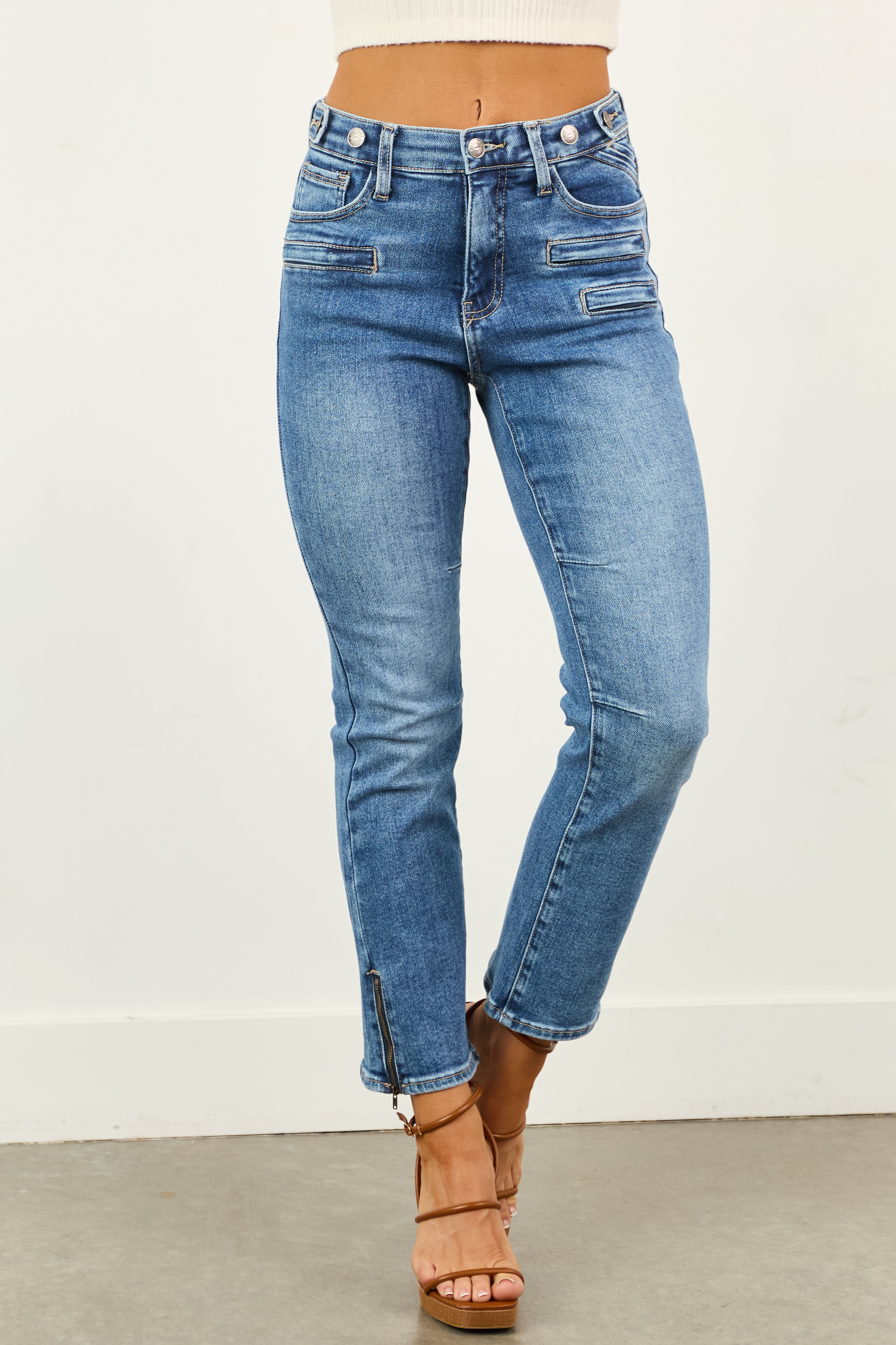 Saige Medium Wash Tummy Control Slim Bootcut Jeans