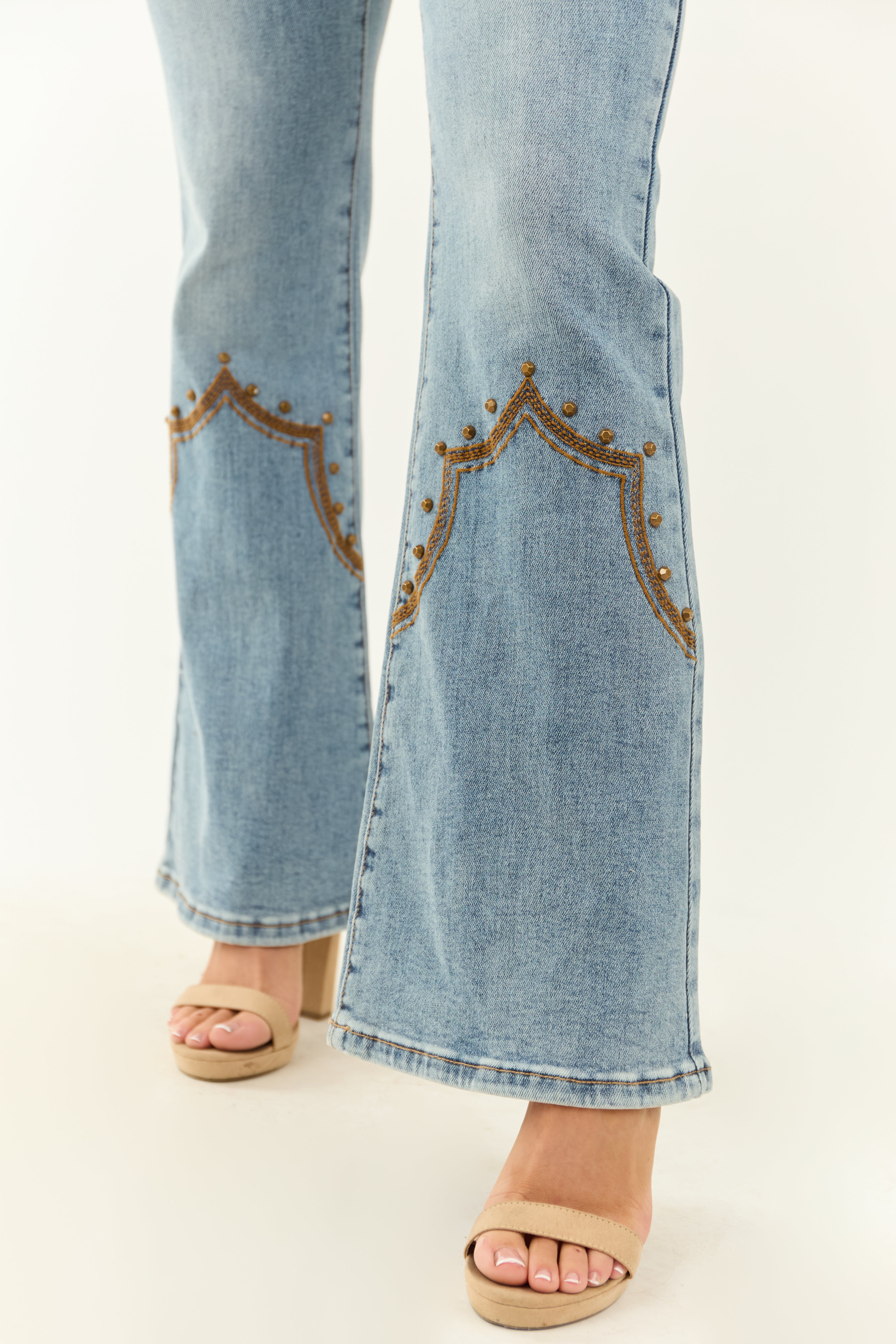 Saige Western Tummy Control Stretchy Flare Jeans