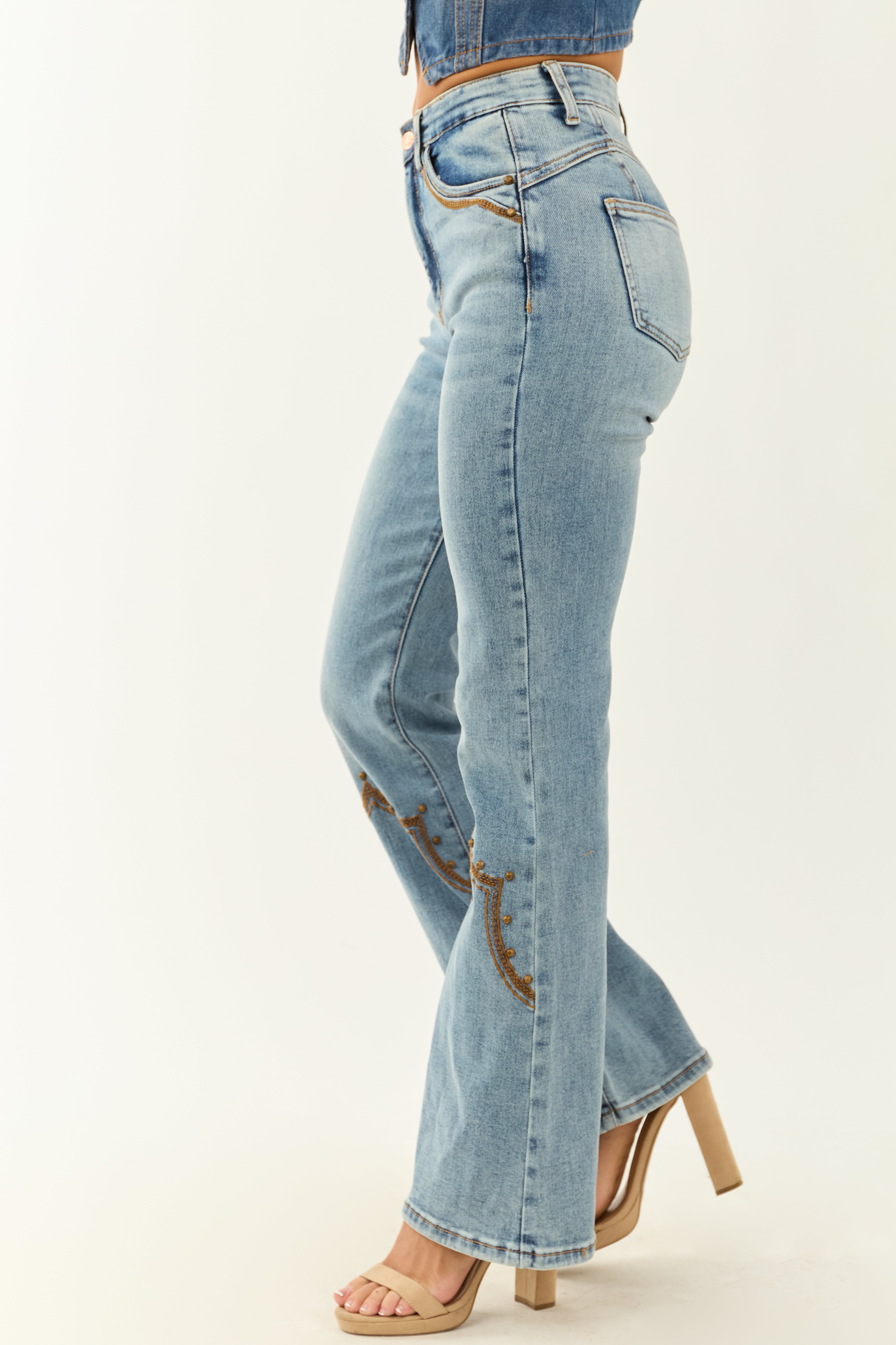 Saige Western Tummy Control Stretchy Flare Jeans