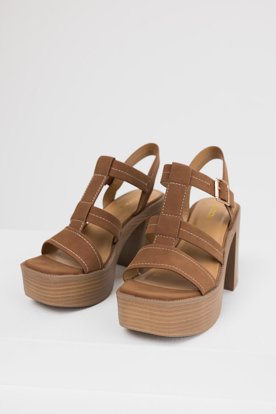 Sepia Faux Suede Strappy Platfom Sandals