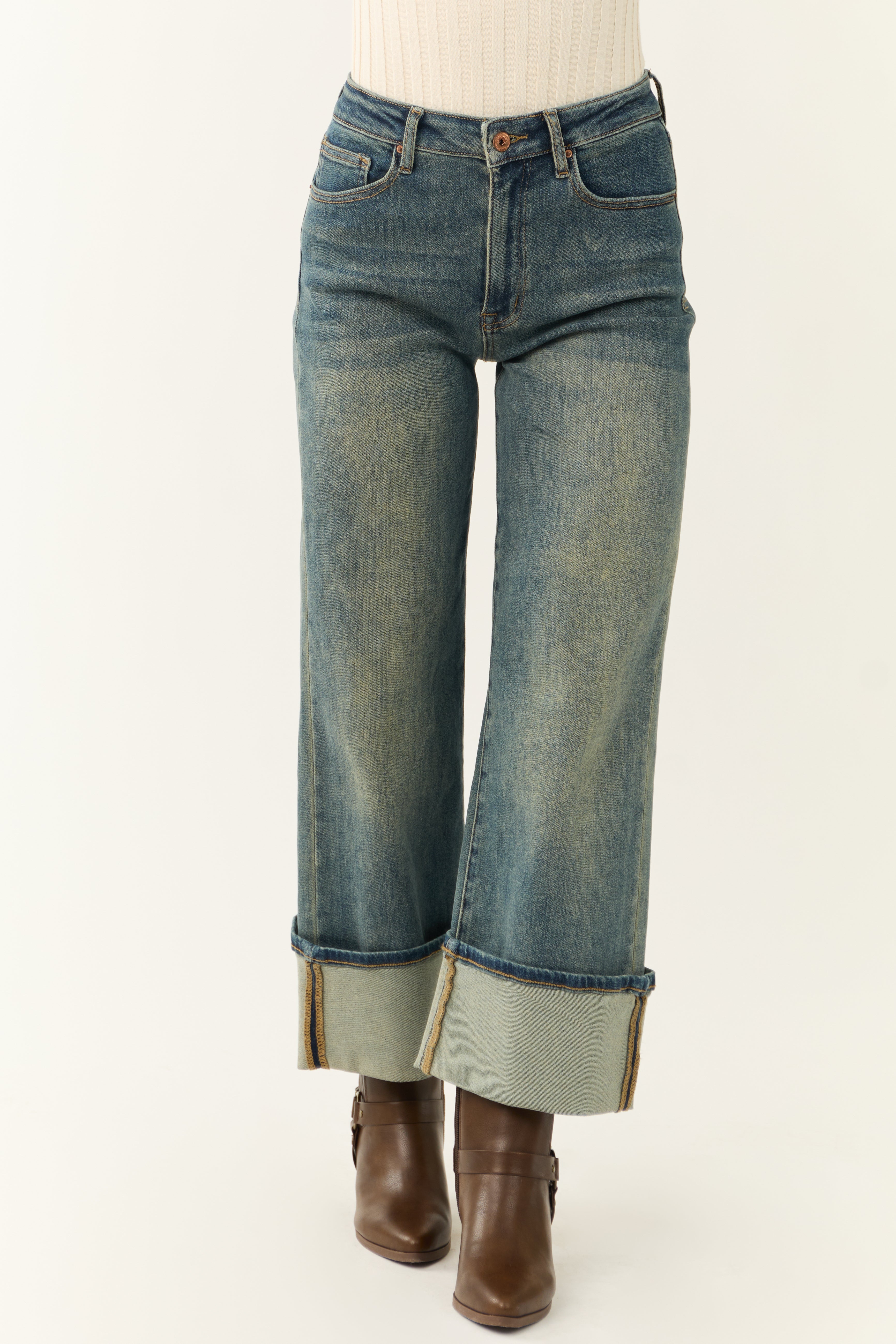 【U LAN】snap wash wide denim U LAN】snap wash wide denim (U LAN/デニム・ジーパン