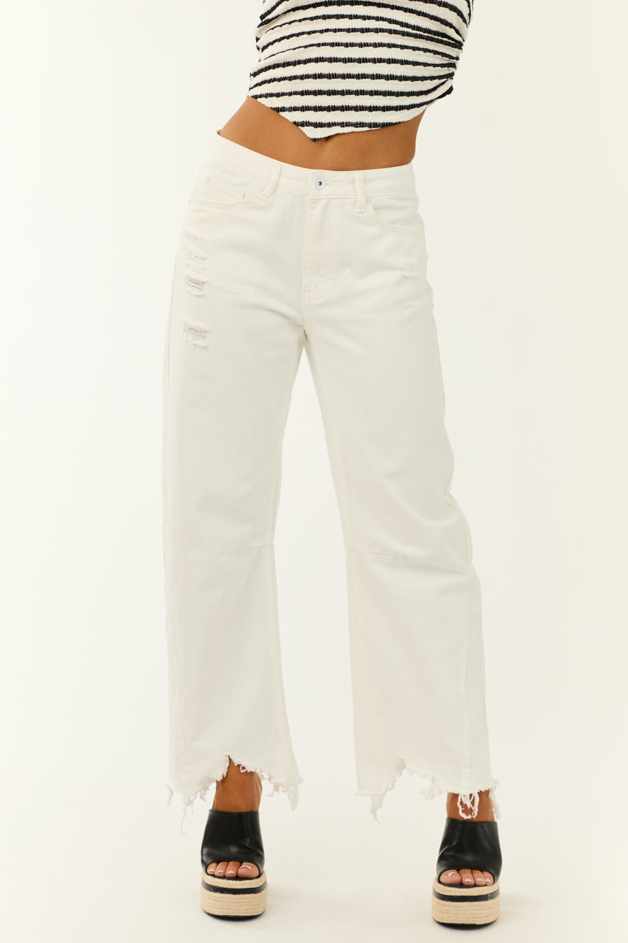 Special A Ivory High Rise Barrel Jeans
