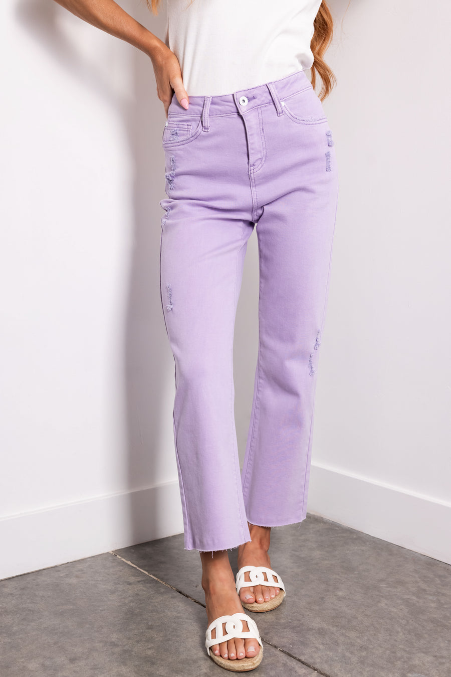 Special A Lavender High Rise Straight Leg Jeans
