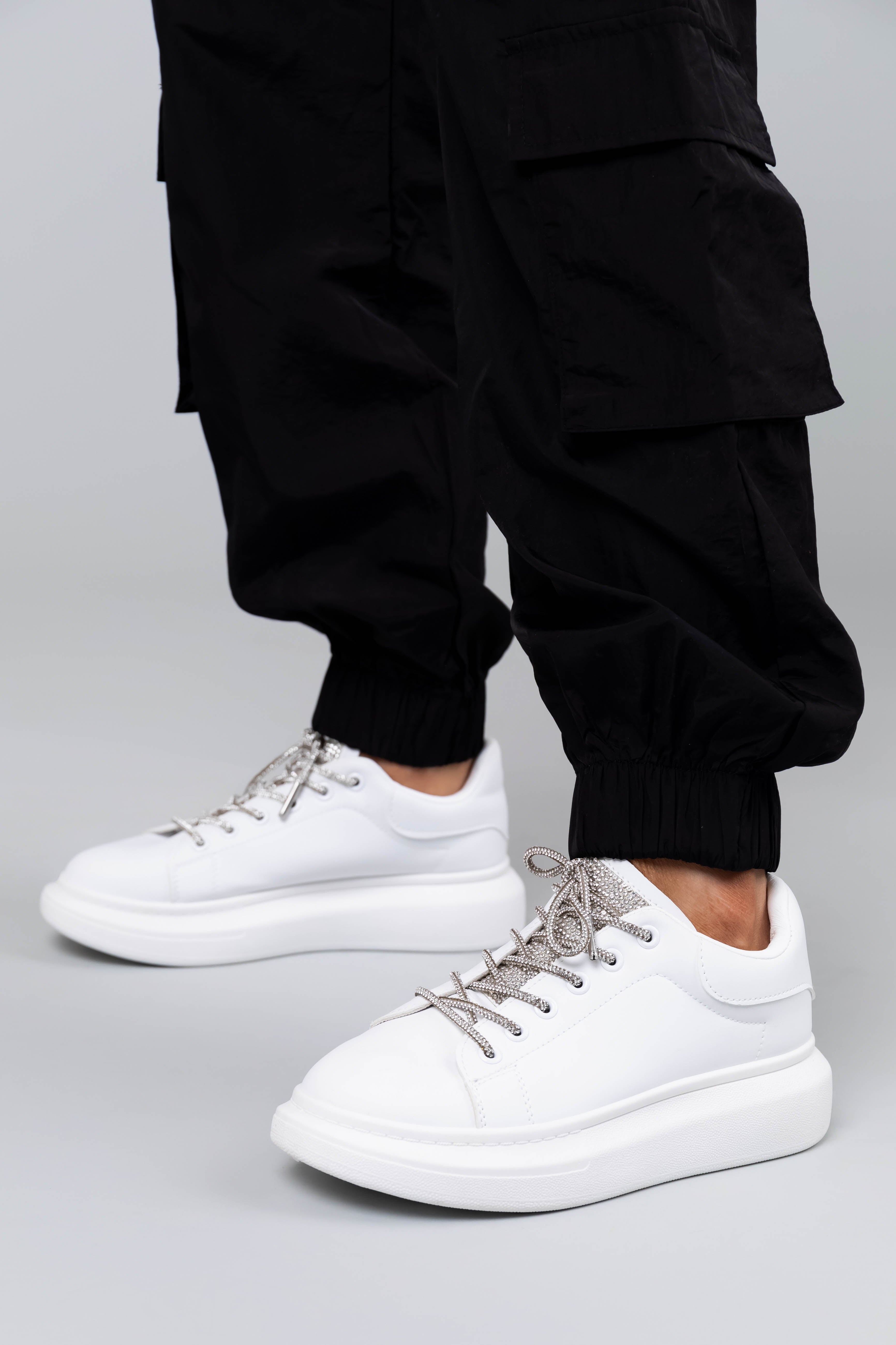 White Rhinestone Accented Tennis Shoes | Lime Lush Boutique