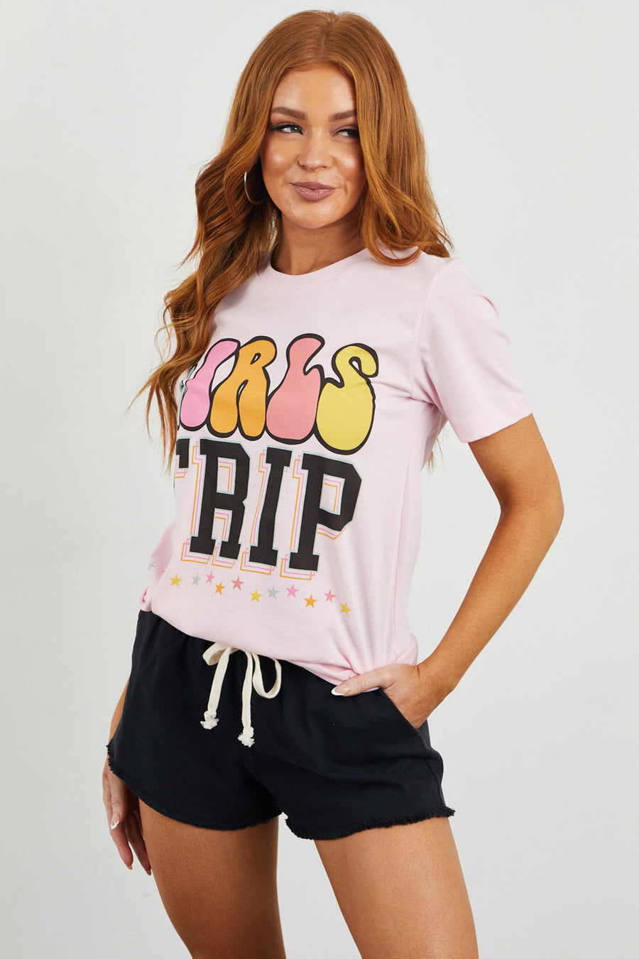 Baby Pink 'Girls Trip' Graphic Knit Tee