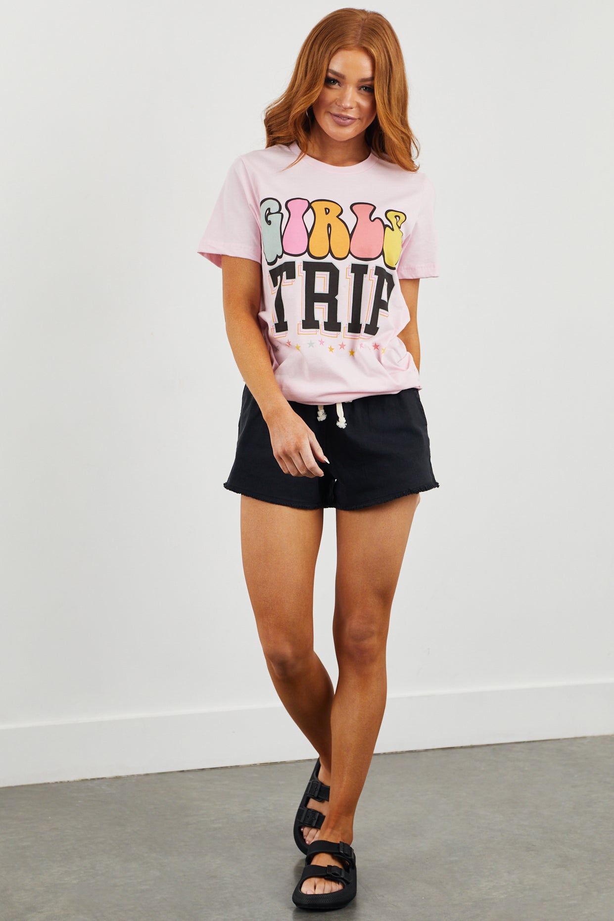 Baby Pink 'Girls Trip' Graphic Knit Tee