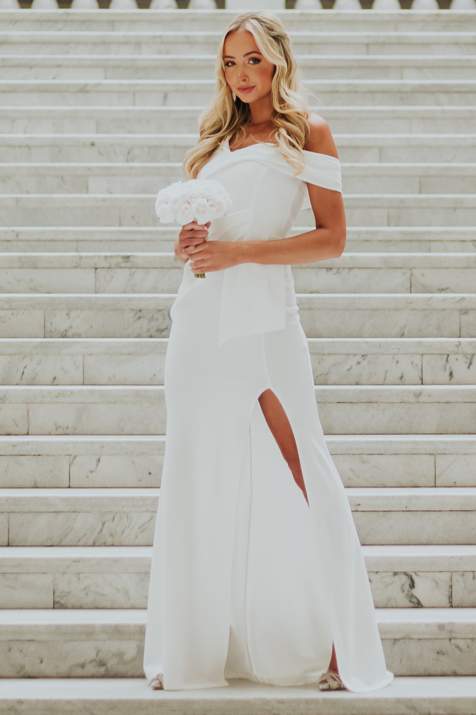 White off the shoulder maxi Clearance