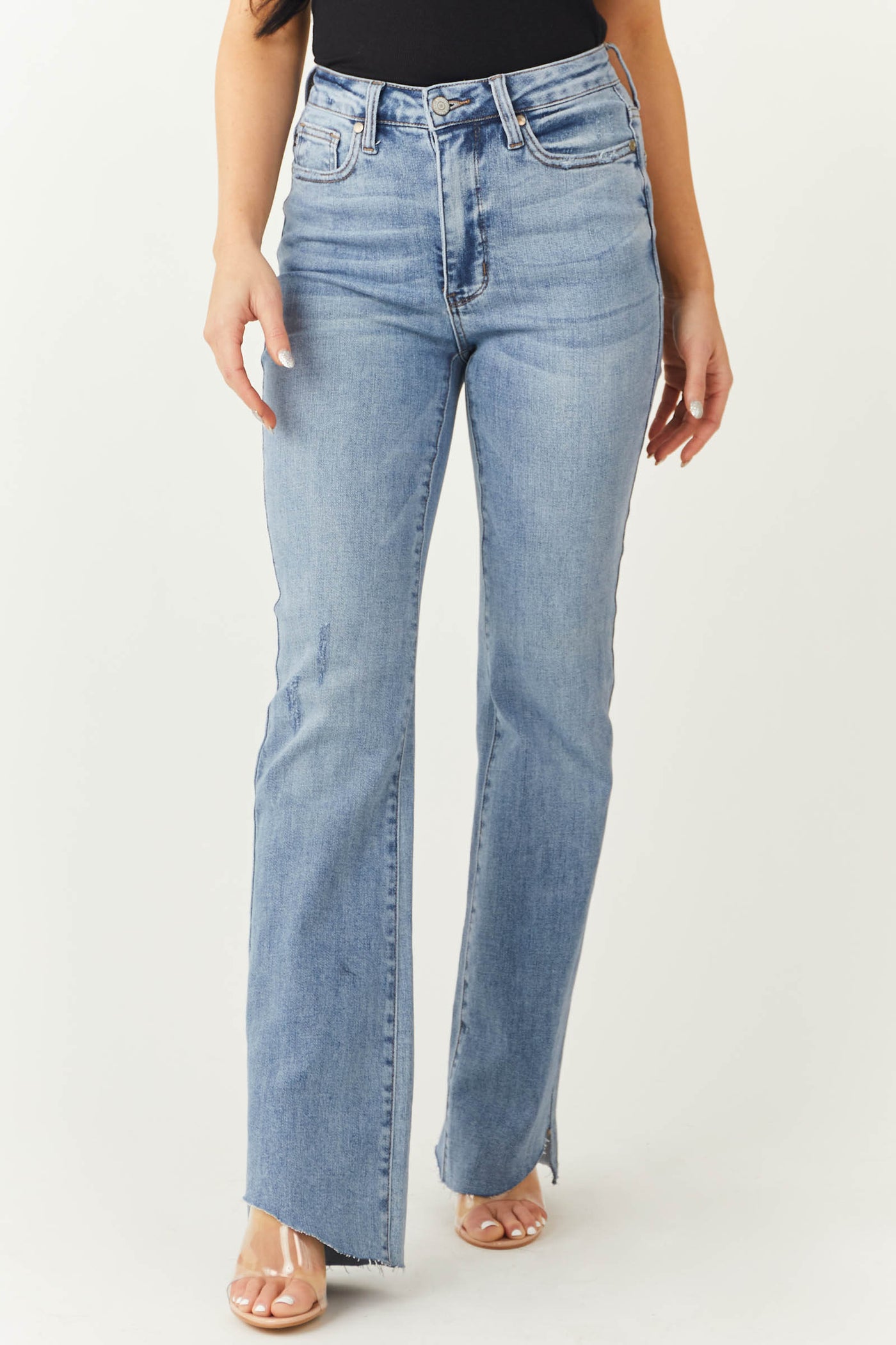 Medium Wash High Rise Slim Bootcut Jeans
