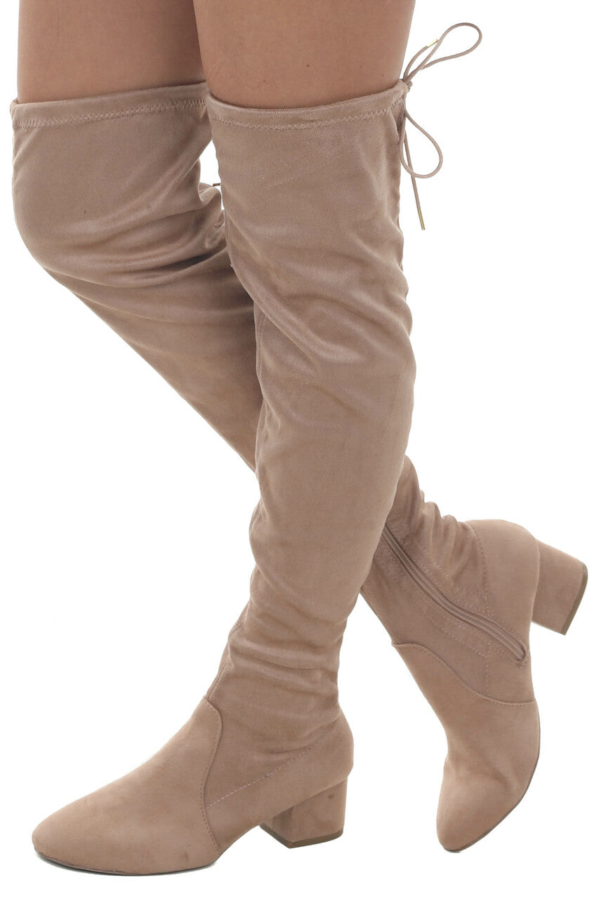 Collectief muur analyse Beige Faux Suede Knee Length Slouchy Boots | Lime Lush