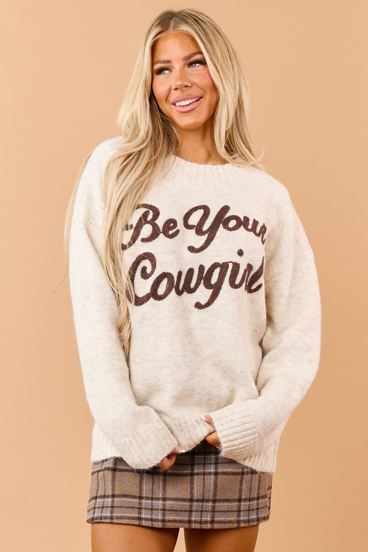 Almond 'Be Your Cowgirl' Graphic Relaxed Sweater