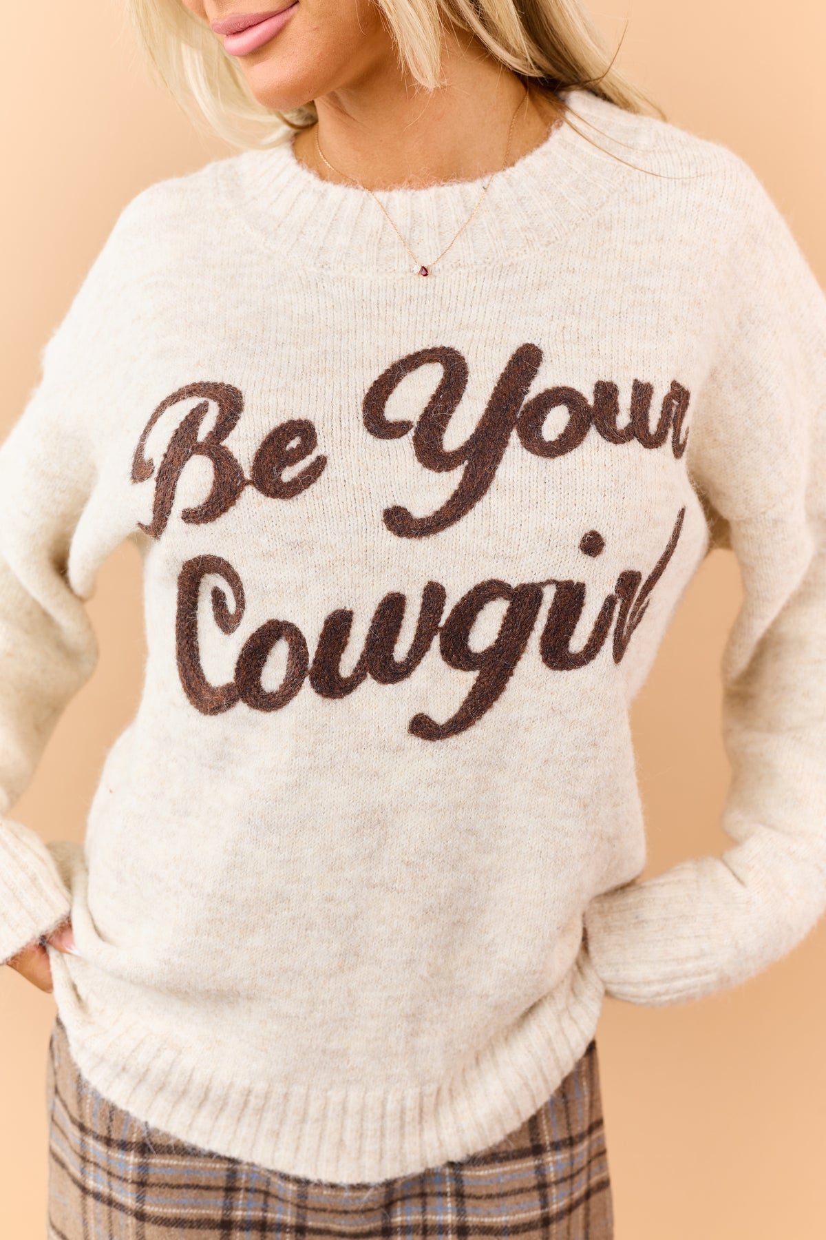 Almond 'Be Your Cowgirl' Graphic Relaxed Sweater
