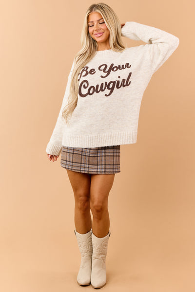 Almond 'Be Your Cowgirl' Graphic Relaxed Sweater