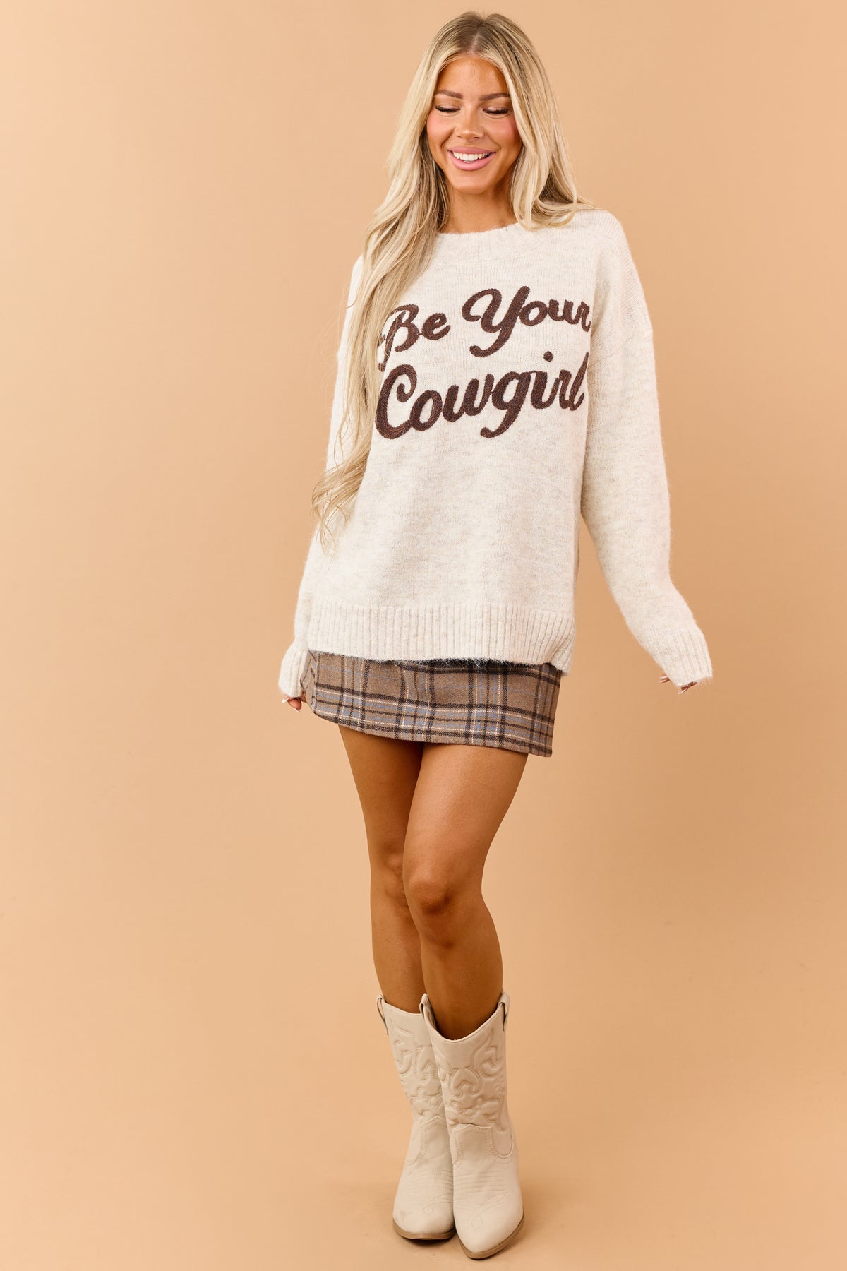 Almond 'Be Your Cowgirl' Graphic Relaxed Sweater