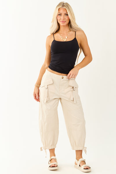 Almond Cargo Pocket Barrel Jogger Pants