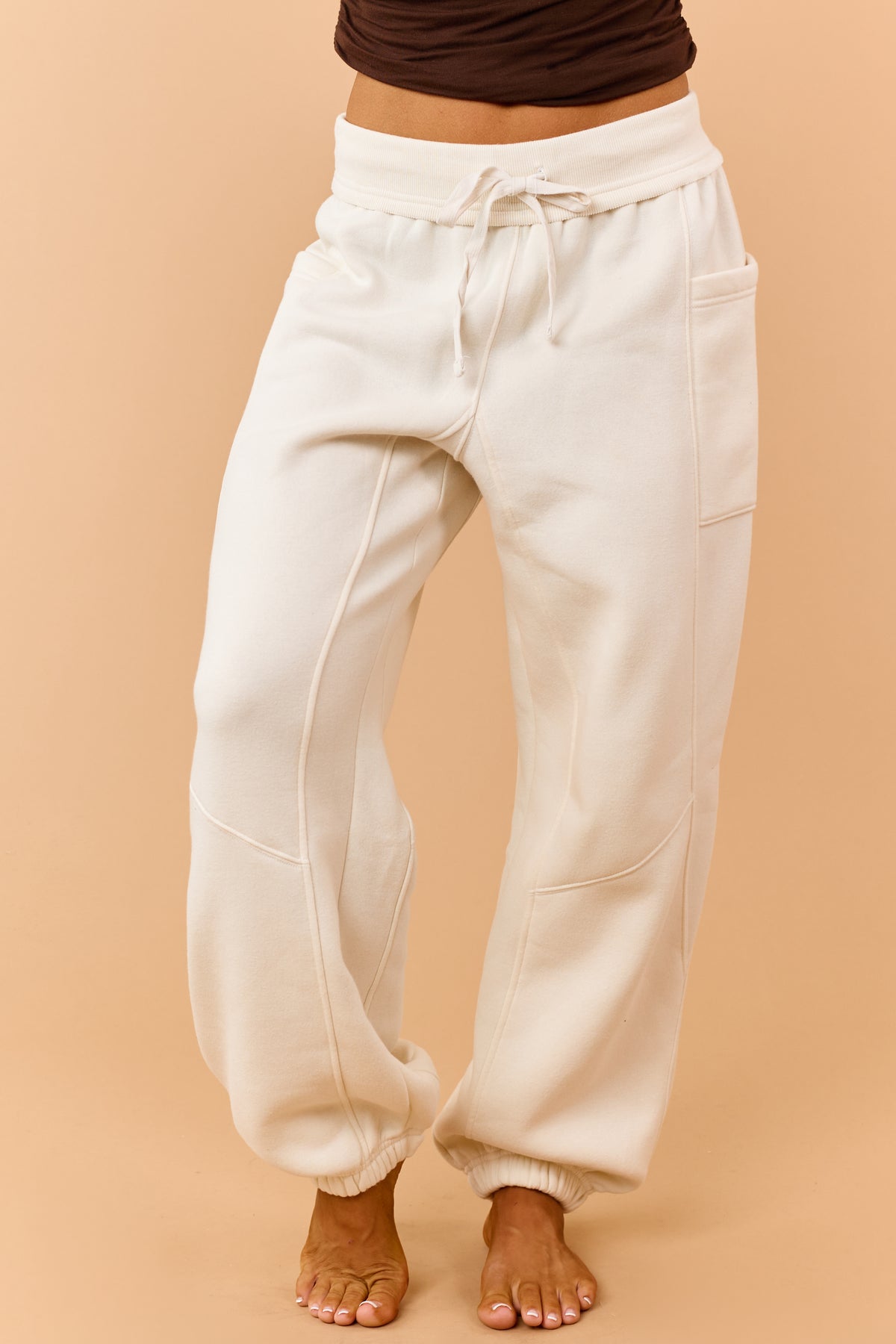 Almond French Terry Drawstring Jogger Sweatpants