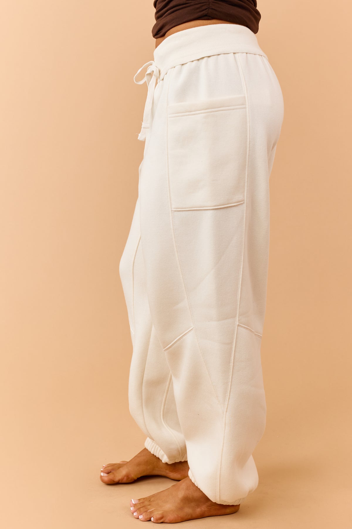 Almond French Terry Drawstring Jogger Sweatpants