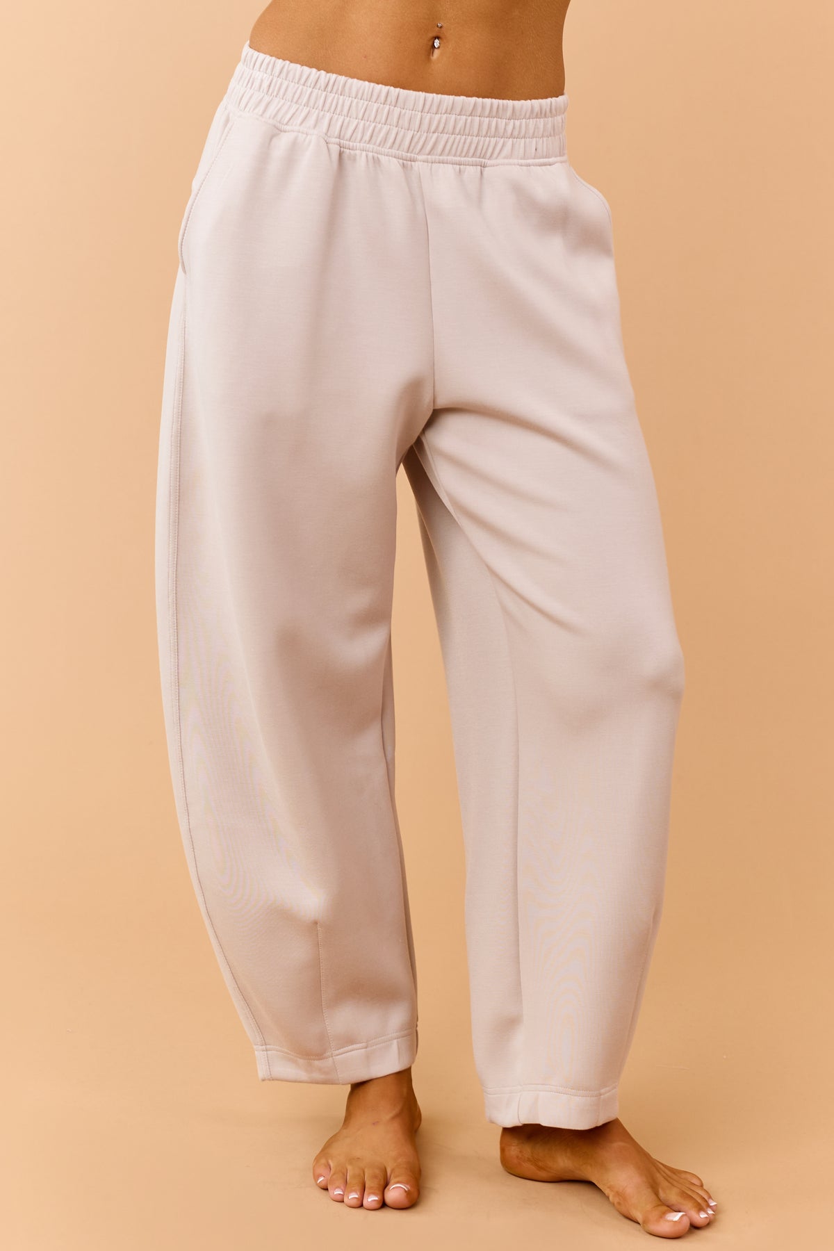 Almond Modal Scuba Knit Barrel Sweatpants