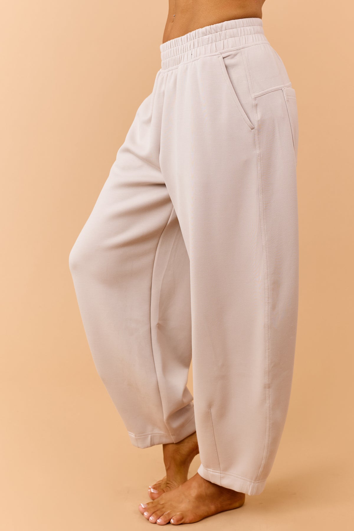 Almond Modal Scuba Knit Barrel Sweatpants